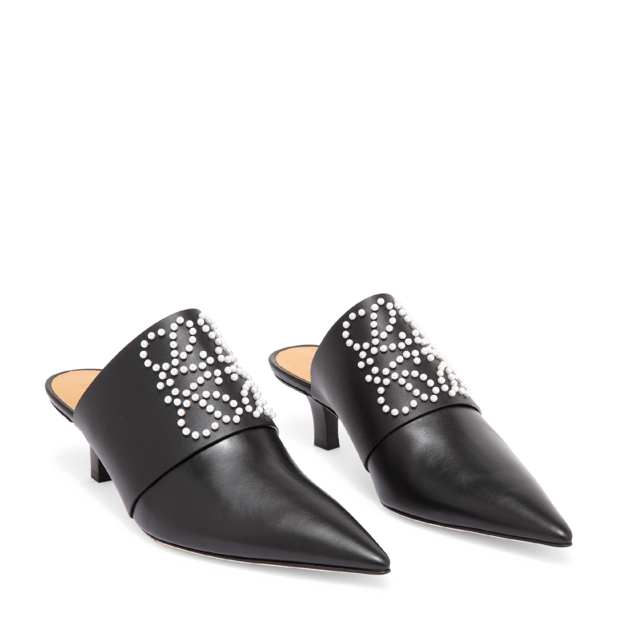 

Leather pointed-toe mules, Black