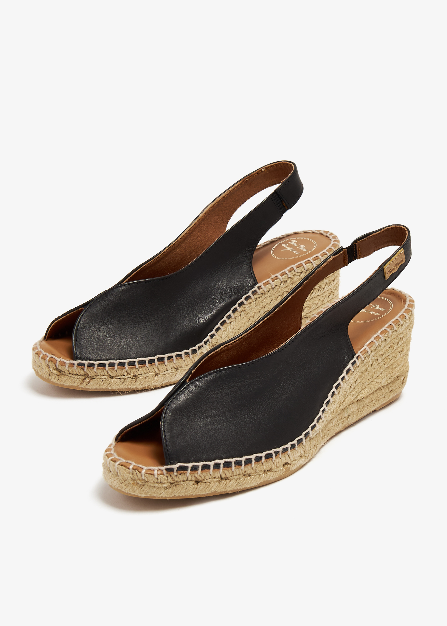 Black leather espadrille clearance wedges