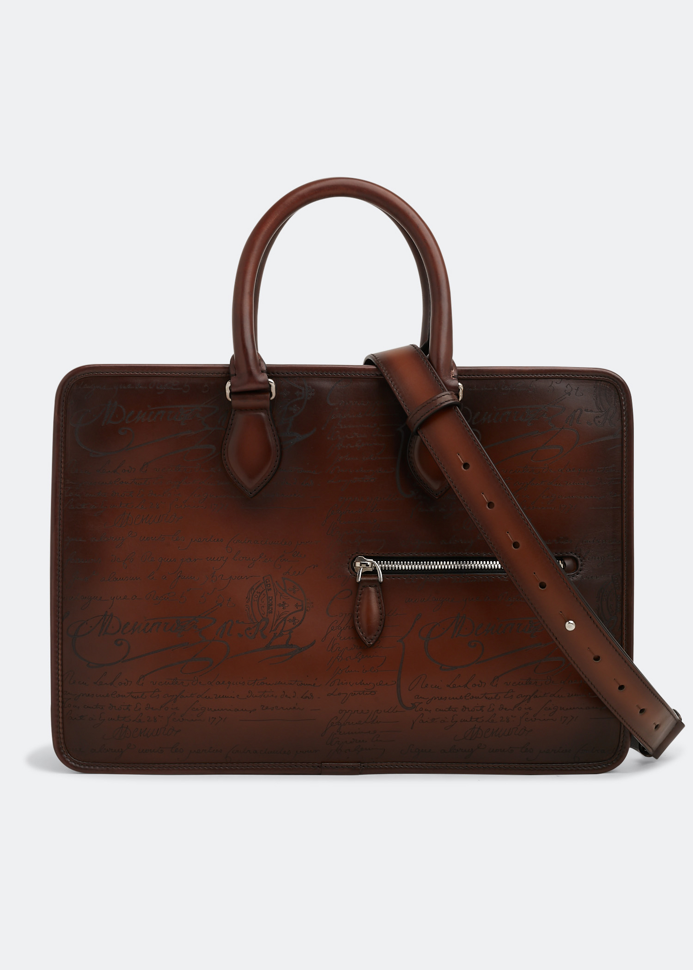 

Un Jour Scritto small leather briefcase, Brown