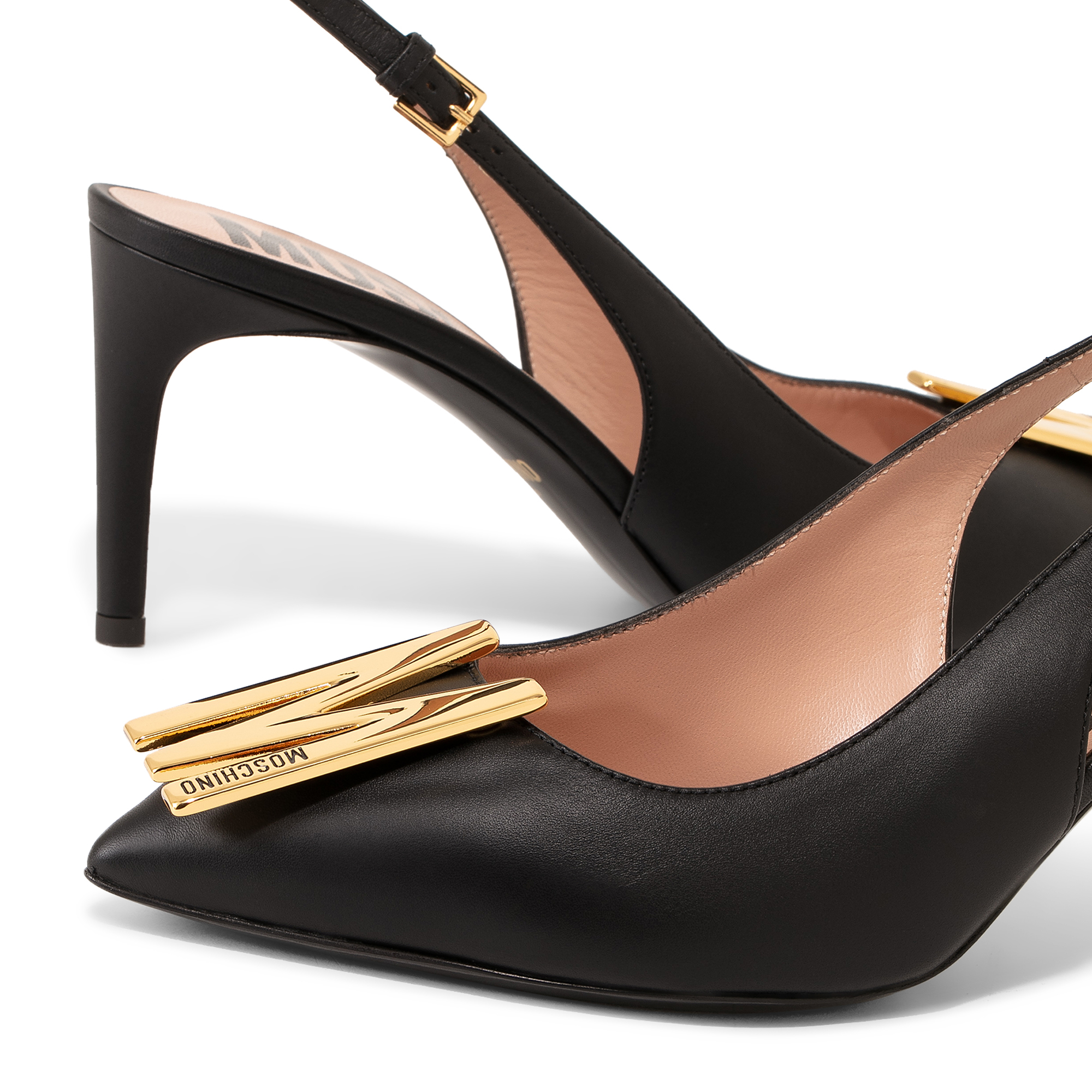 

M logo slingback pumps, Black