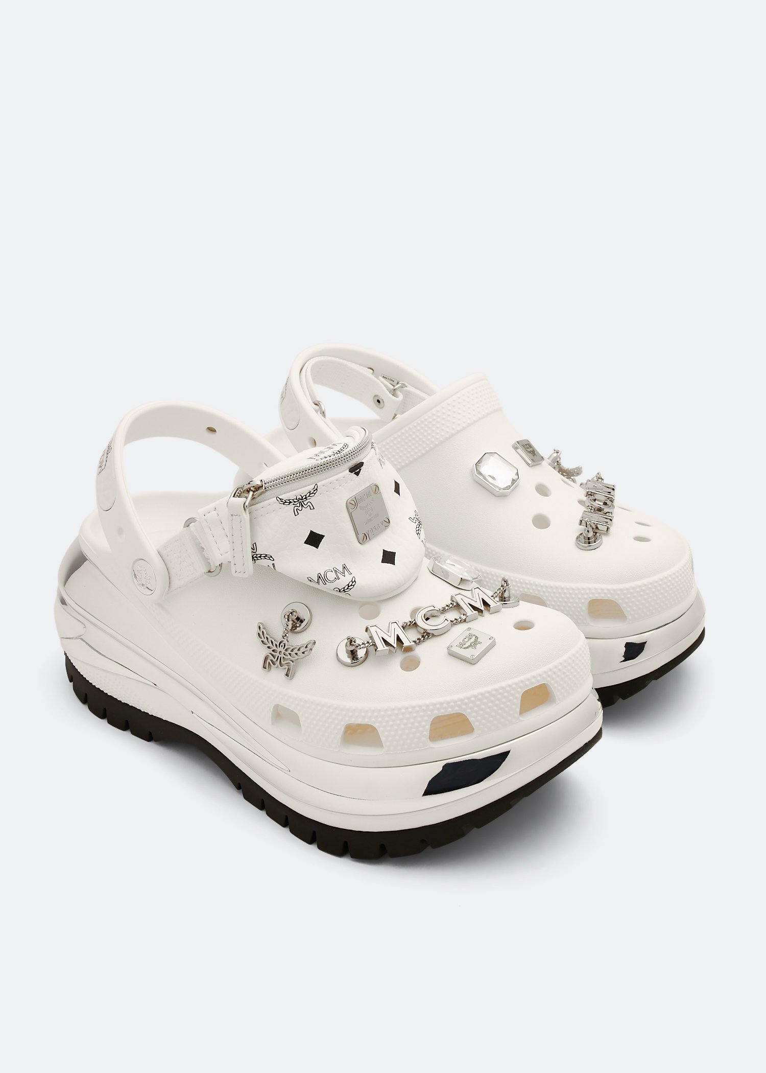 MCM x CROCS Mega Crush clogs for Men - White in Qatar | Level Shoes