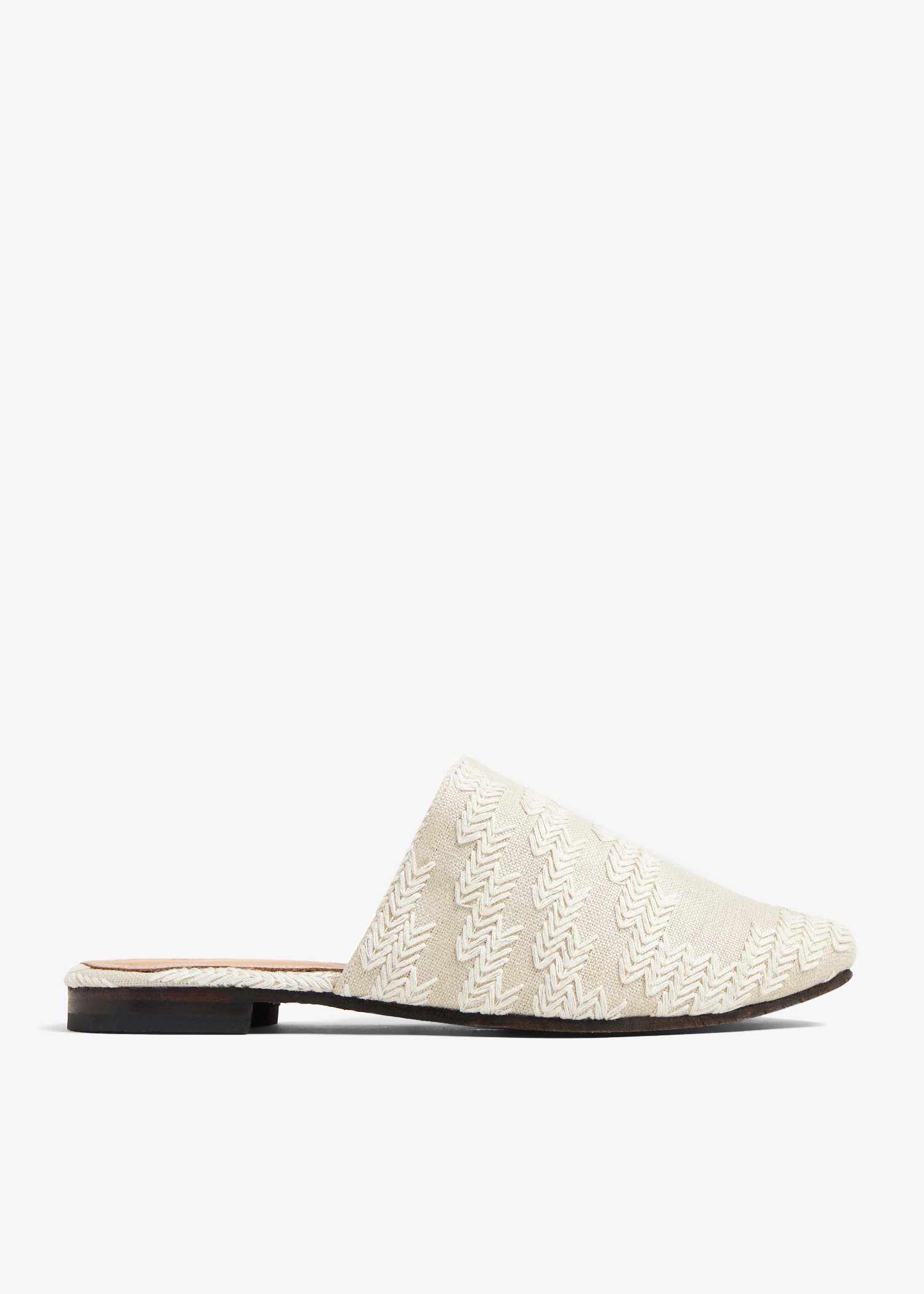 

Linen Leaf mules, Beige