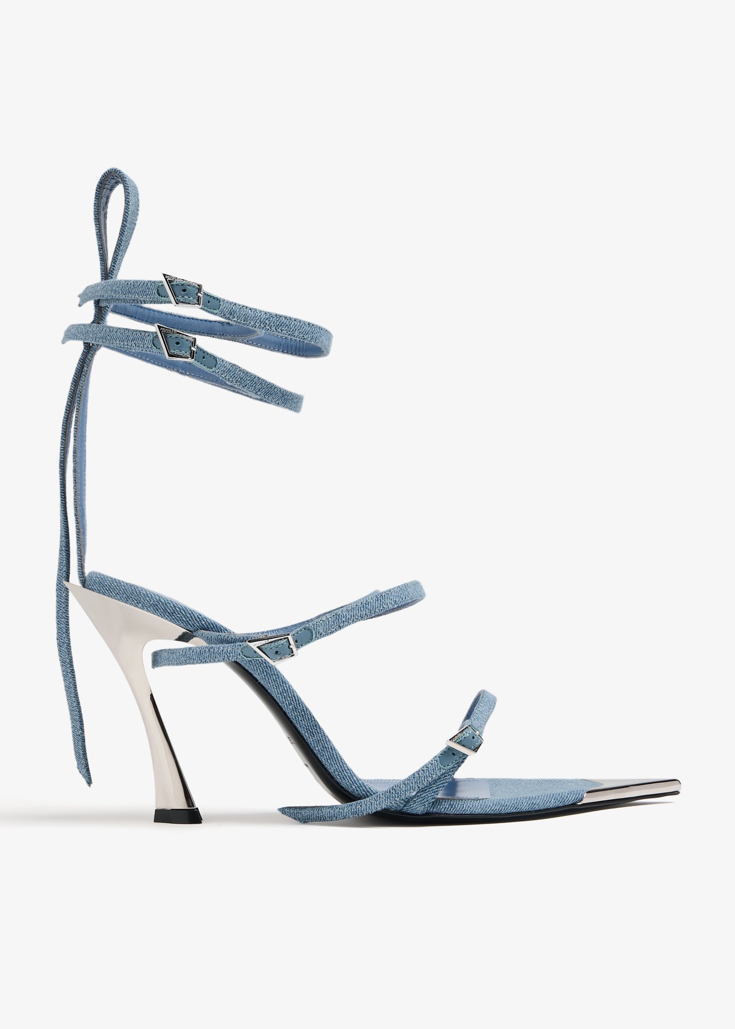 

Strappy denim fang sandals, Blue