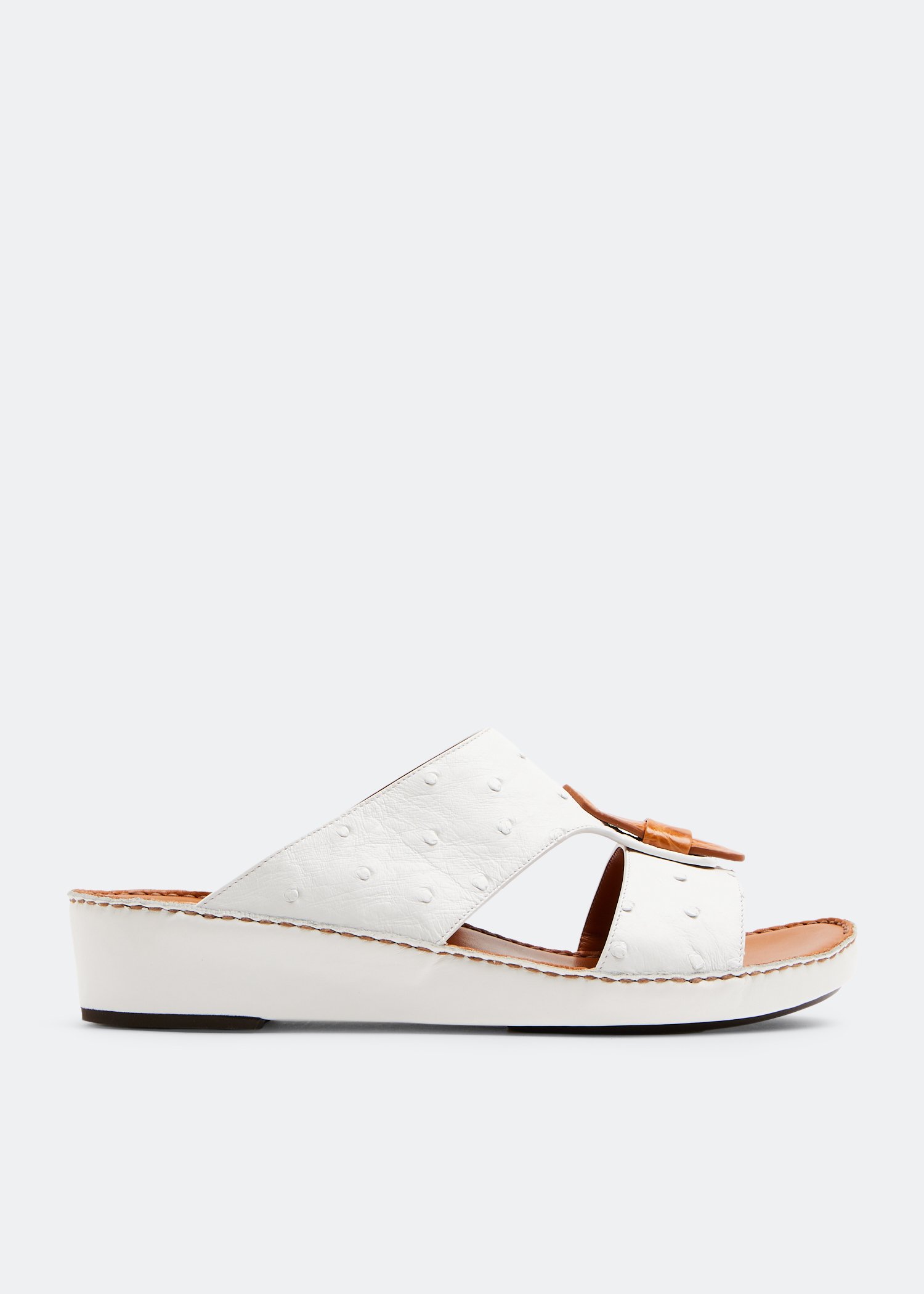 

Fissare Contrast Ostrich sandals, White