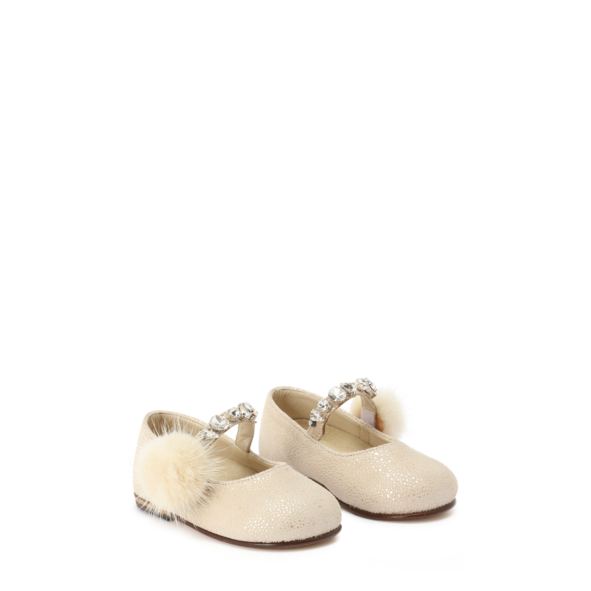 

Embellished strap ballerinas, Beige