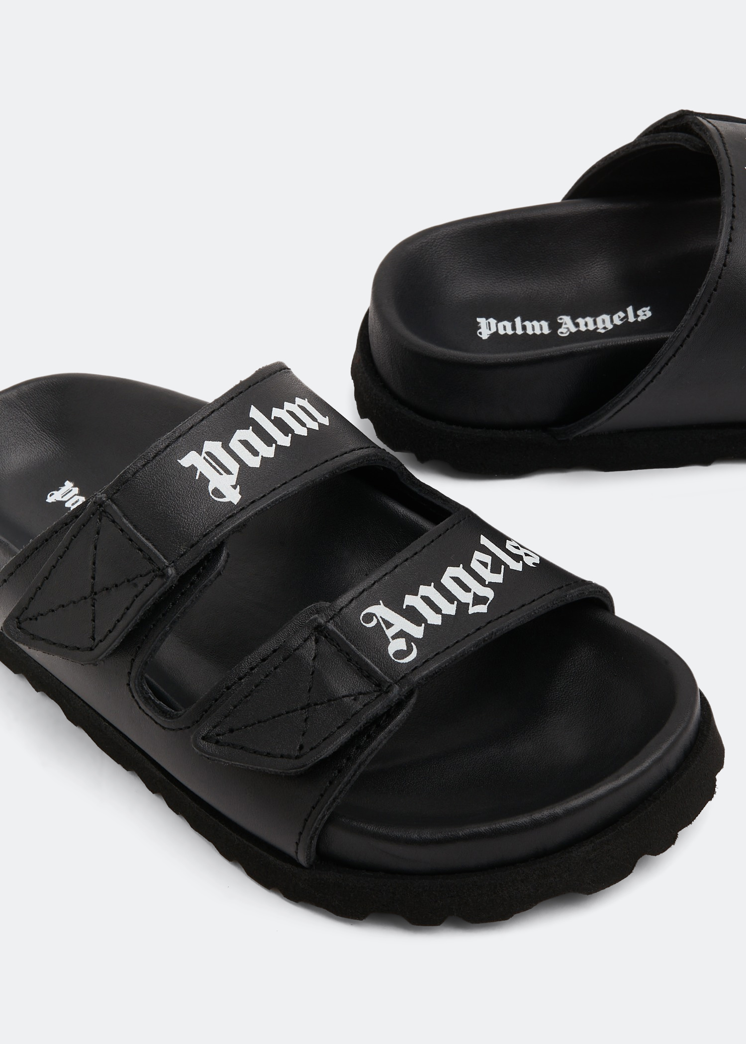 Palm Angels Logo sandals for Unisex Black in UAE Level Shoes