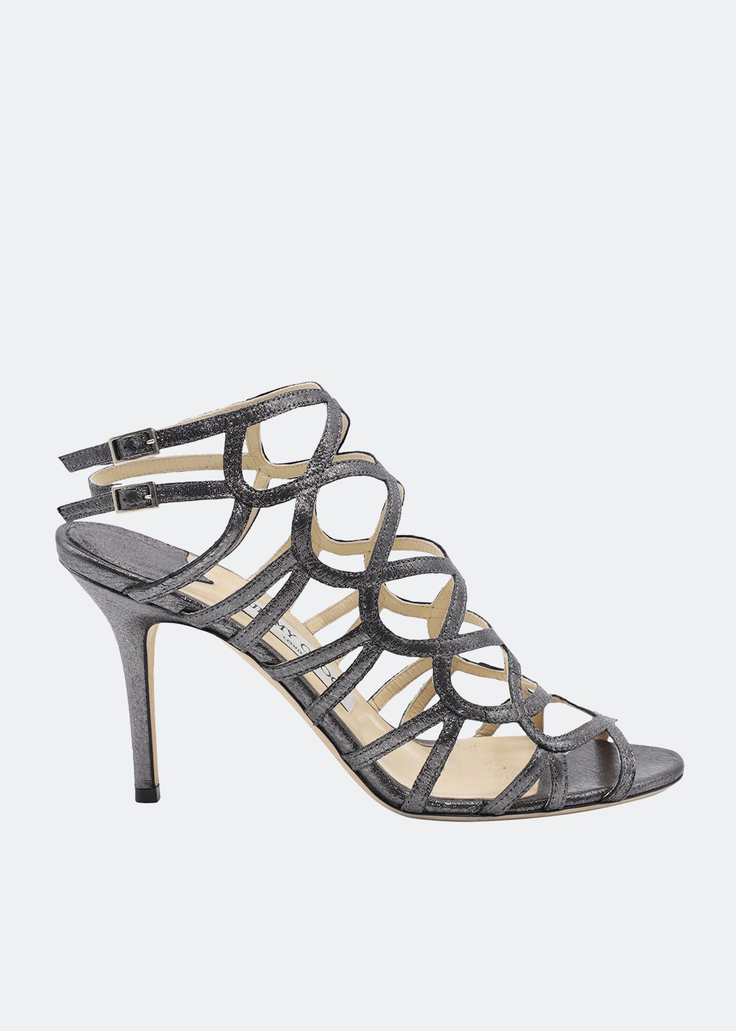 

Zinc strappy sandals in metallic black leather