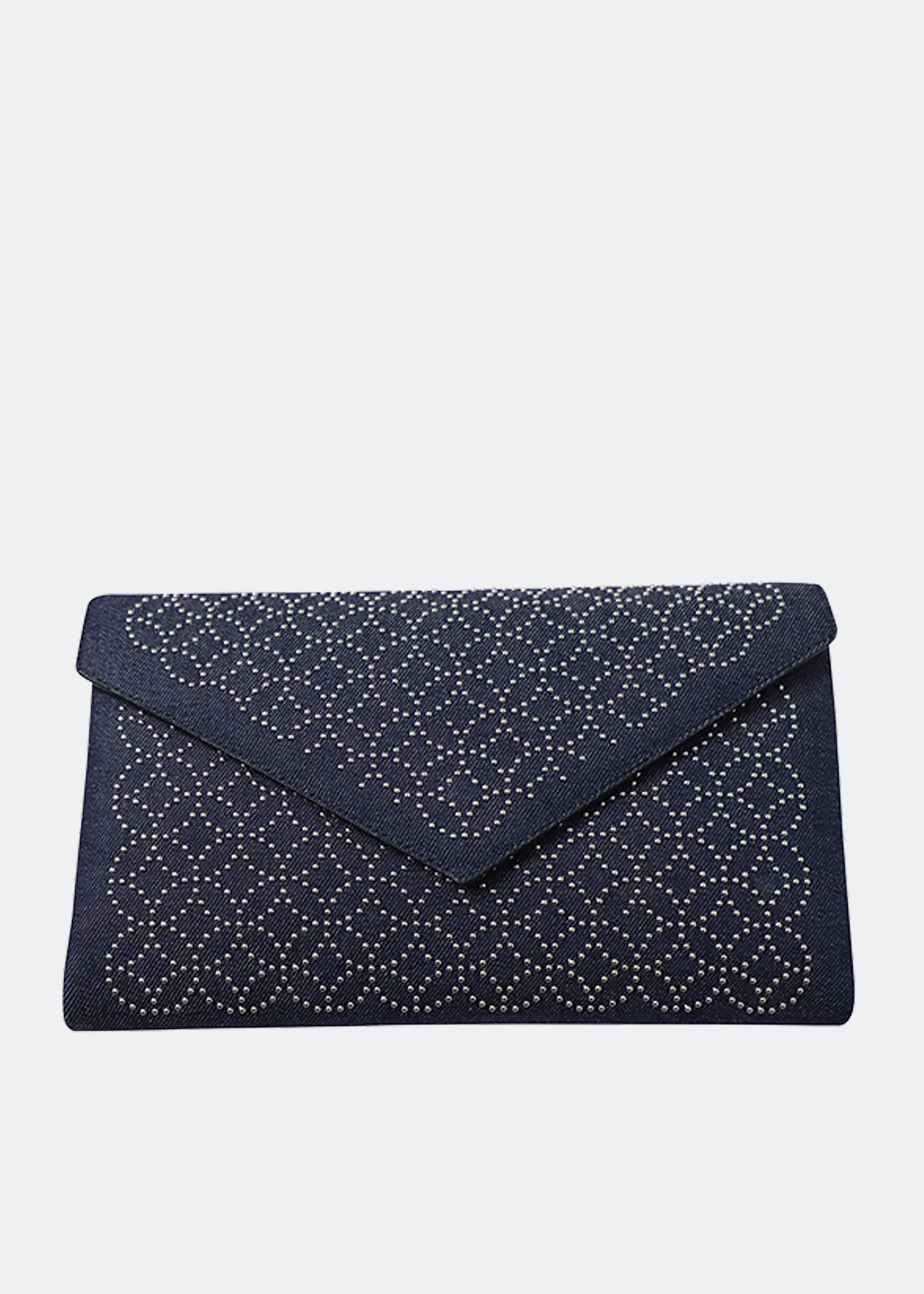 

Studded envelope clutch in blue denim