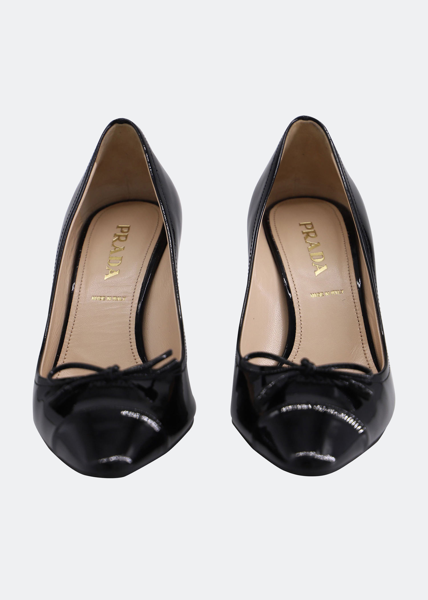 

Logo Bow mid-heel pumps in black patent leather