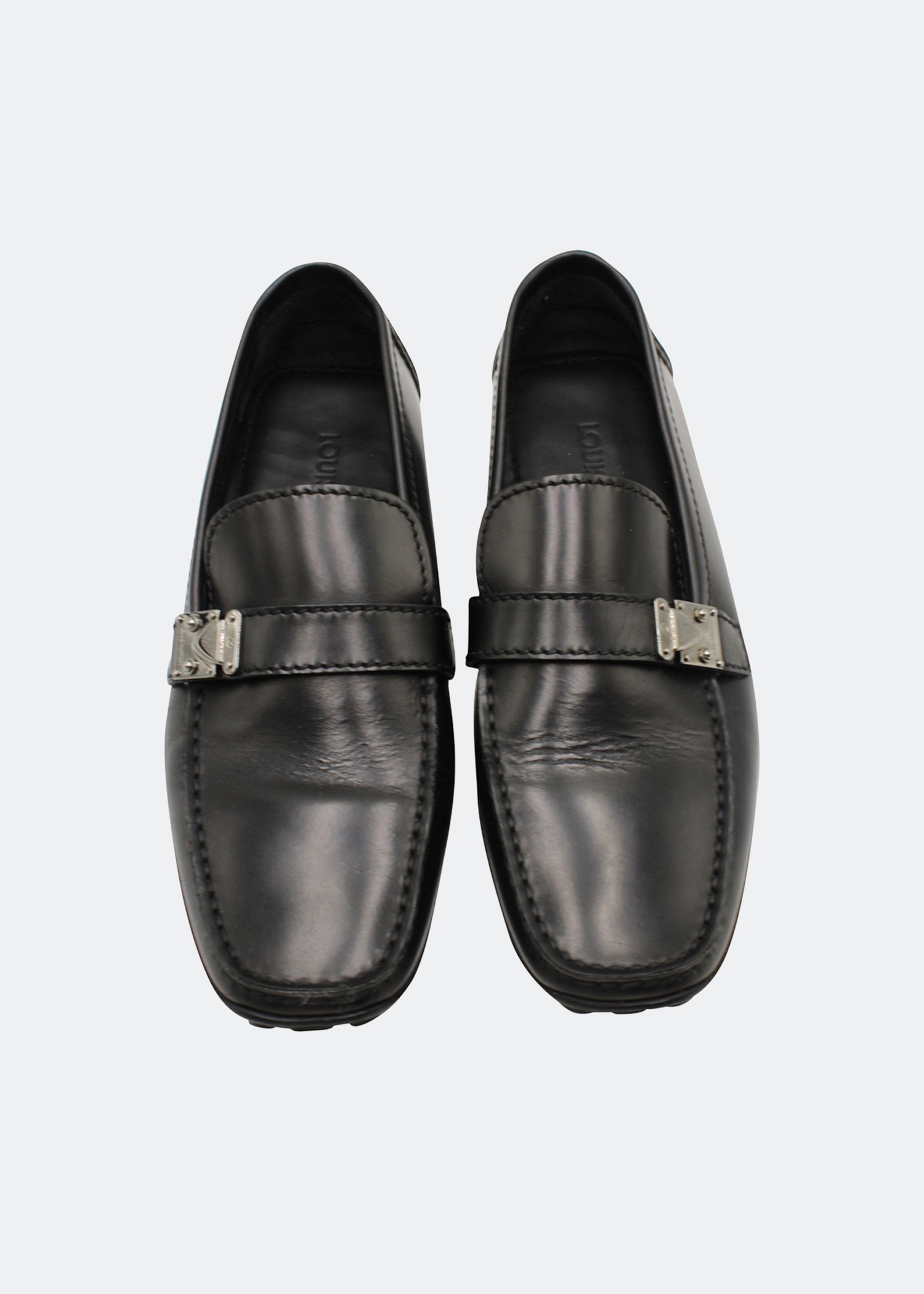 Louis Vuitton Black Leather Lombok Driving Loafers, Size 46 - LabelCentric