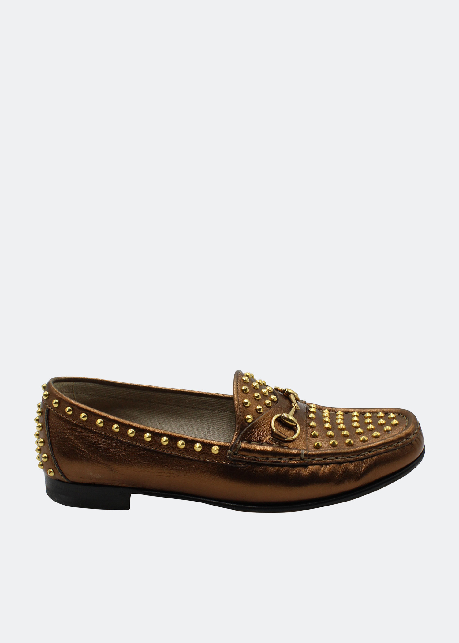 

Horsebit spiked loafers in bronze leather, Metallic