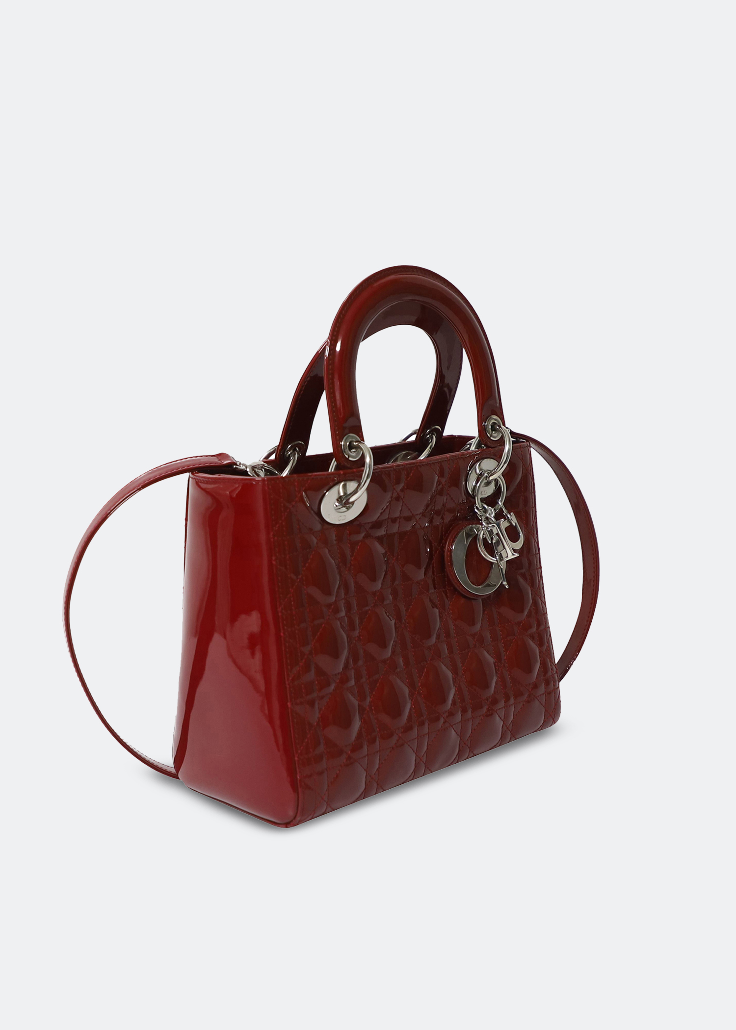 

Lady Dior top handle bag, Burgundy