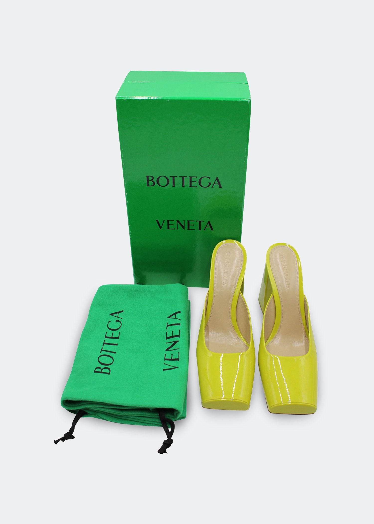 

Supergloss square toe mules, Green