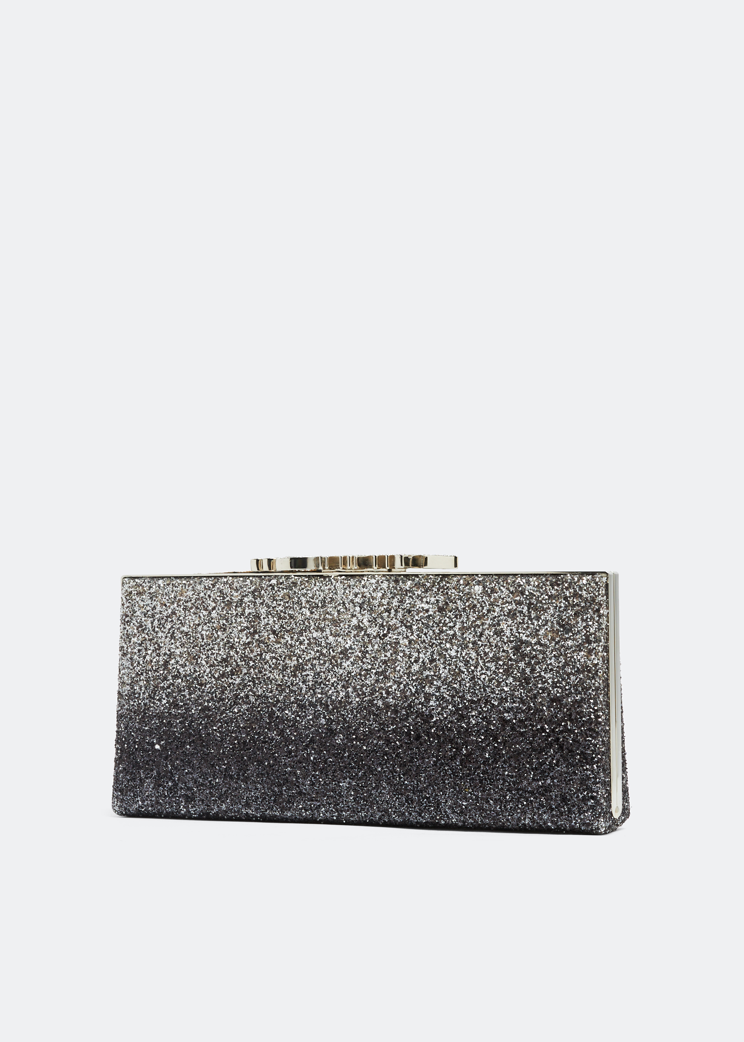 

Glitter logo clutch, Silver