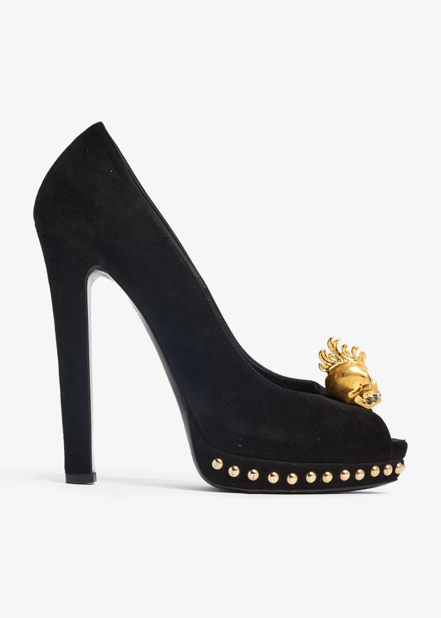 

Skull studded platform pumps, Black