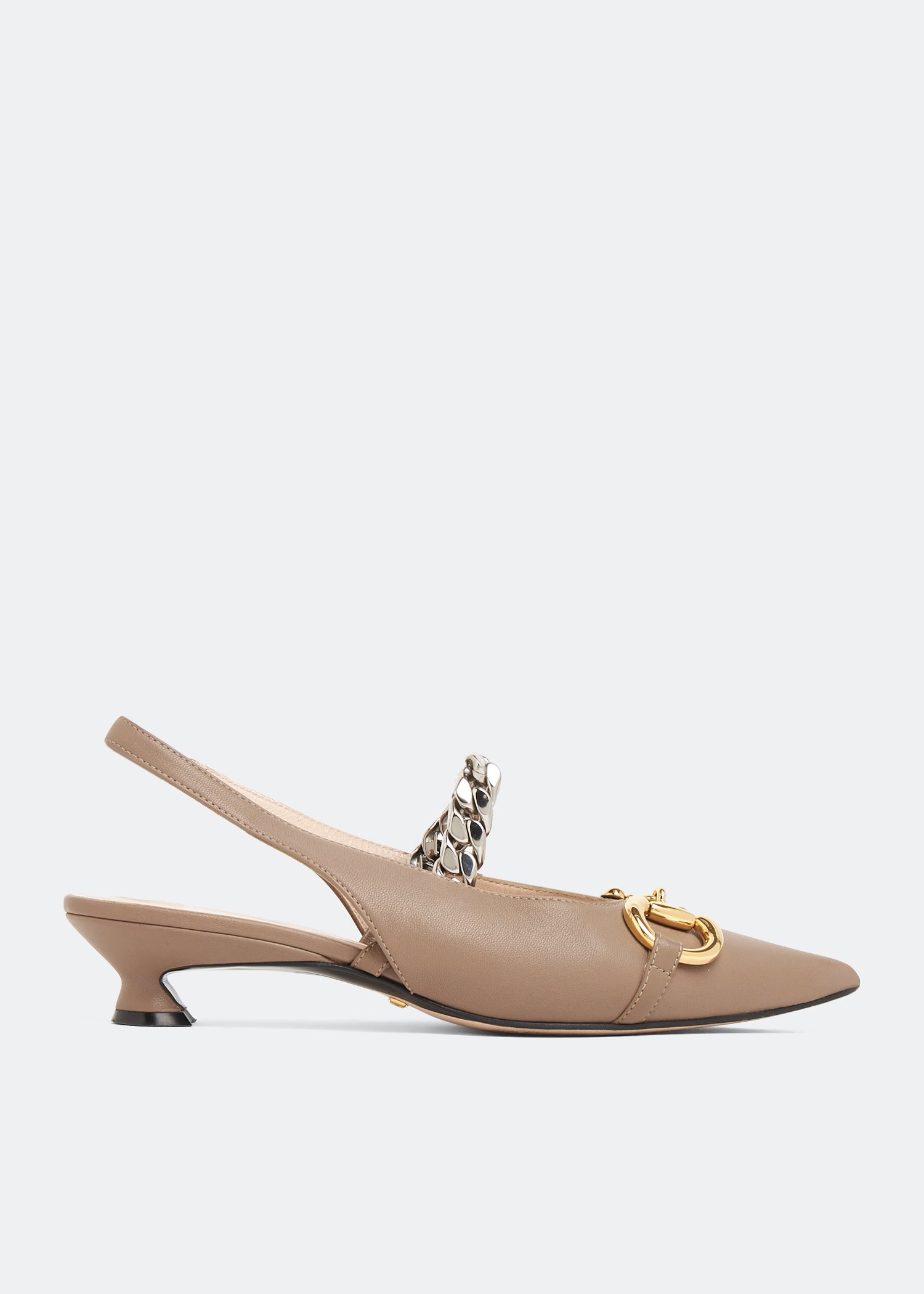 

Horsebit slingback pumps, Beige