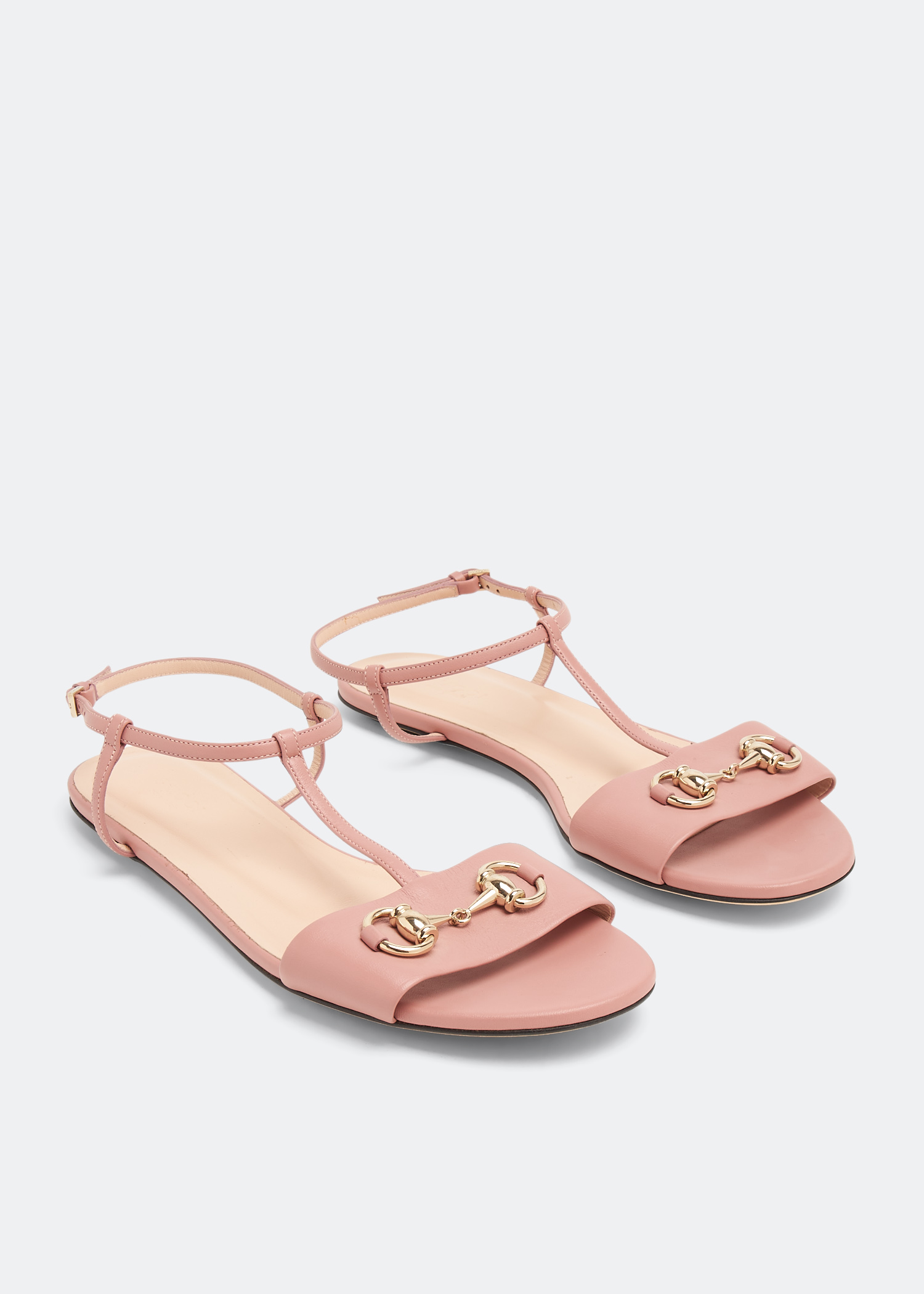 

Horsebit T-Strap flat sandals, Pink