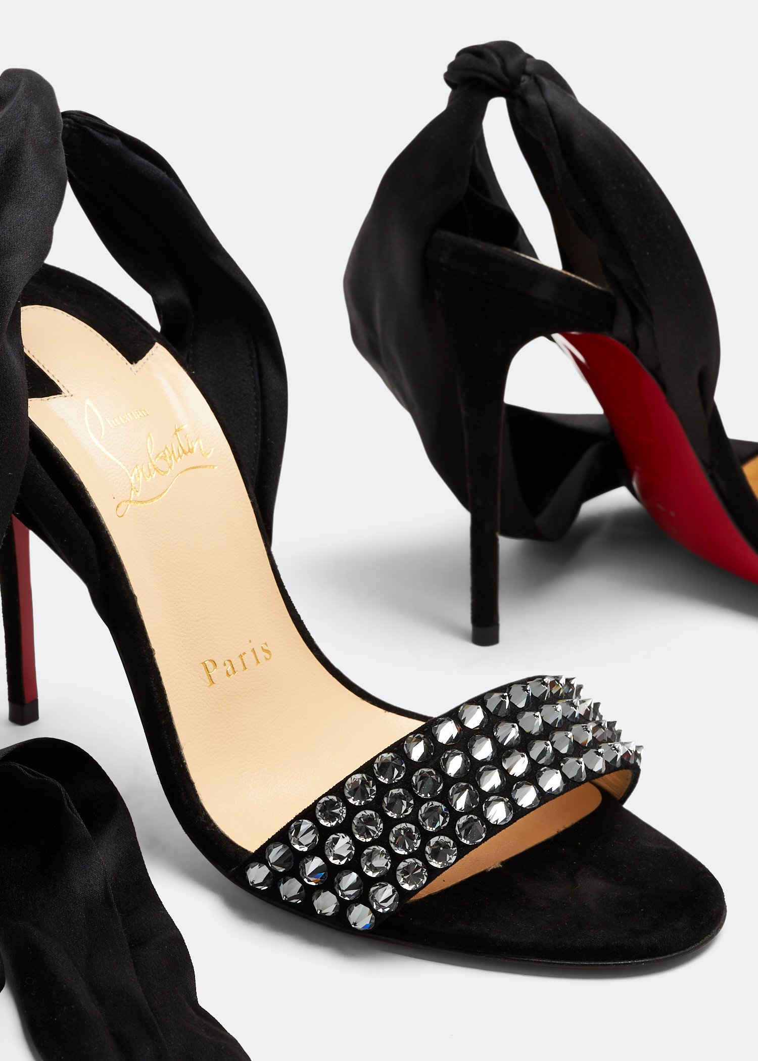 Christian Louboutin Pre-Loved Krystal Du Desert Spike sandals for Women -  Black in KSA | Level Shoes