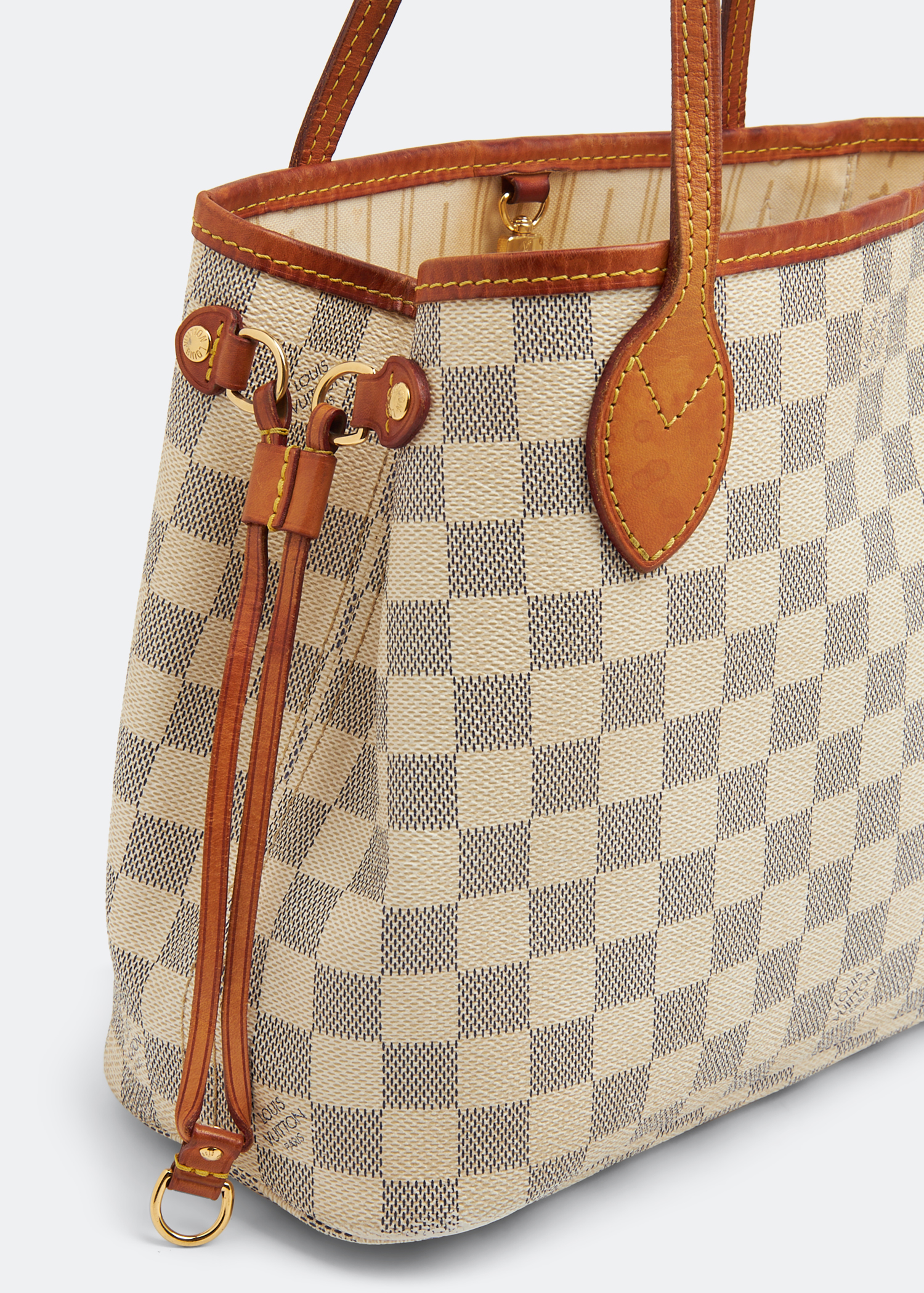 Authentic Louis Vuitton Damier Azur Neverfull PM Shoulder Tote Bag