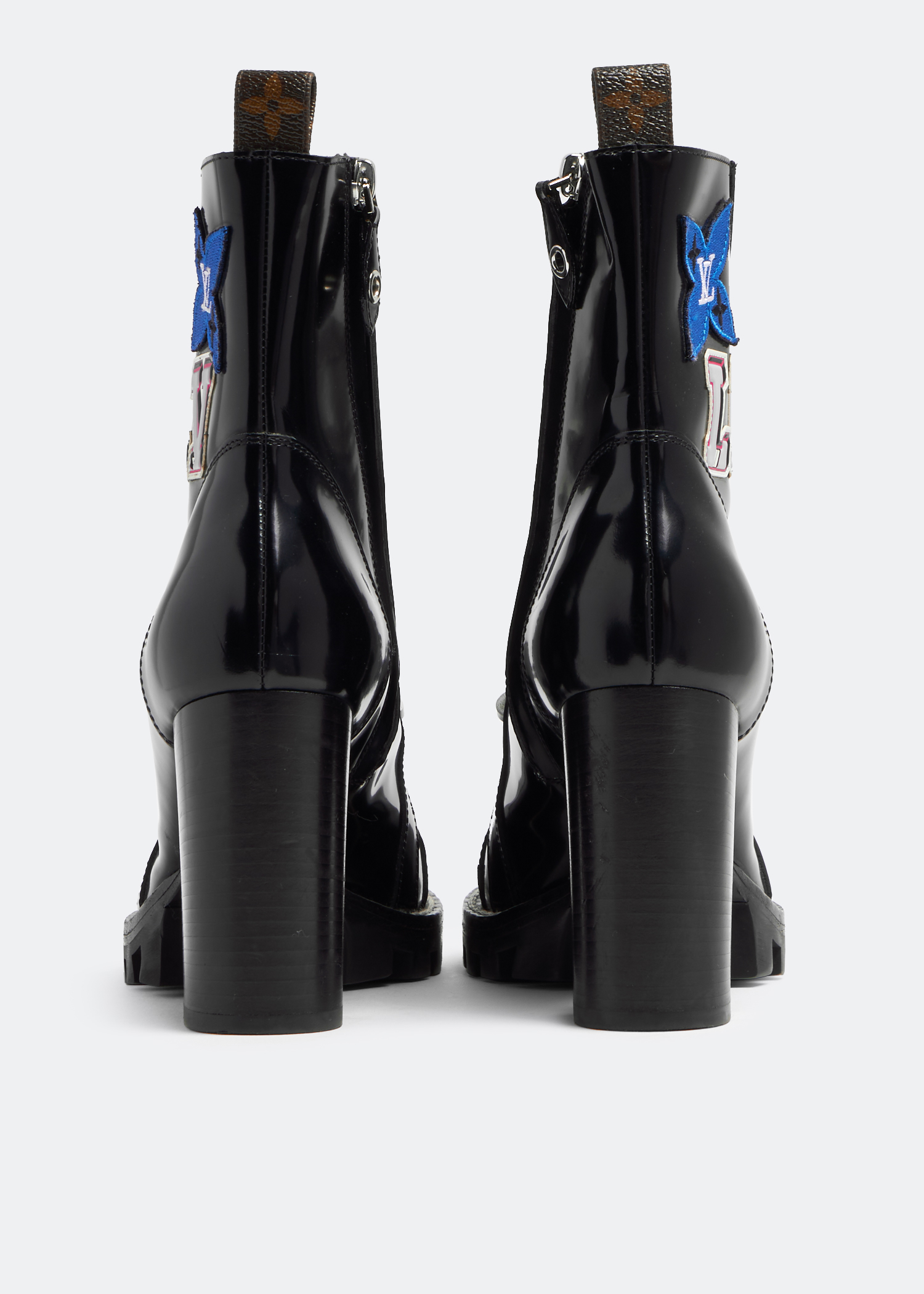 Louis Vuitton Star Trail patent leather buckled boots