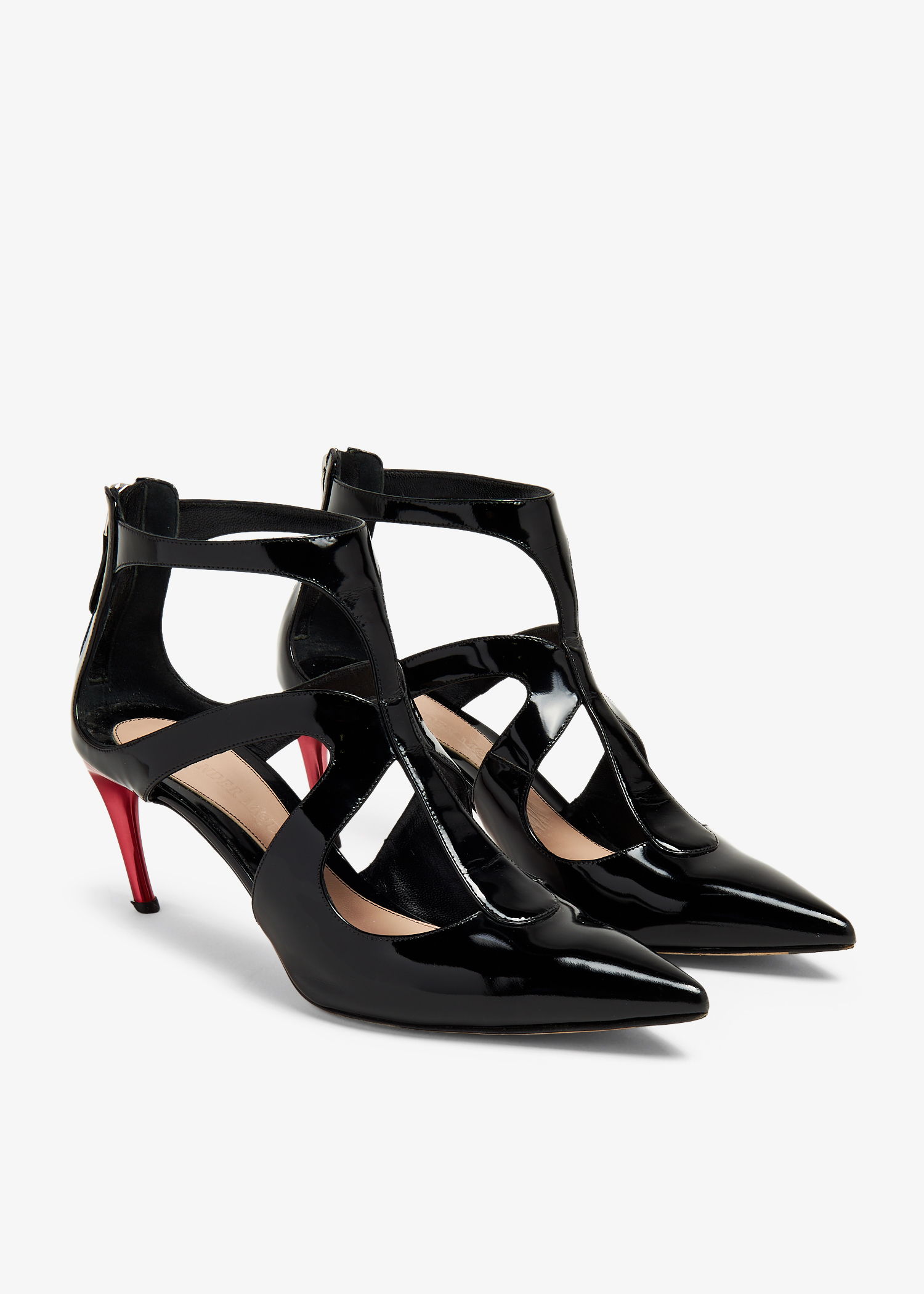 

Curved heel cage pumps, Black