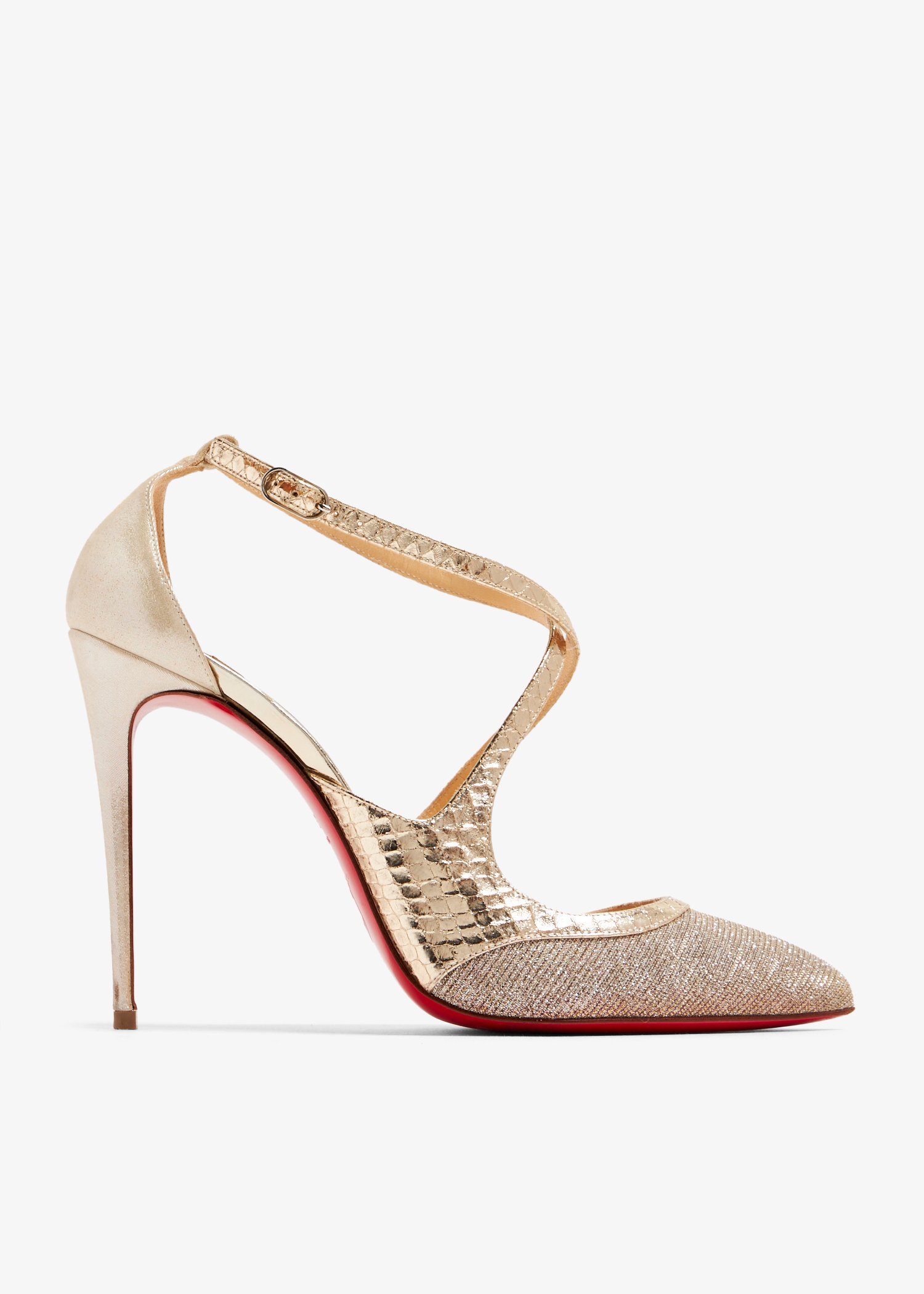 Christian Louboutin Pre Loved Crissos glitter pumps for Women Gold in UAE Level Shoes