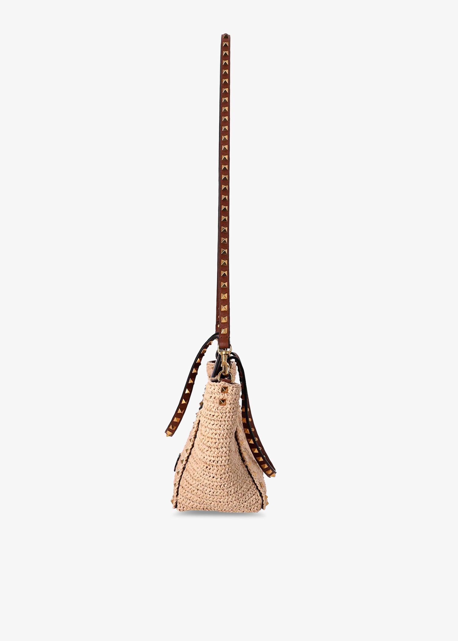 

Rockstud woven tote bag, Beige