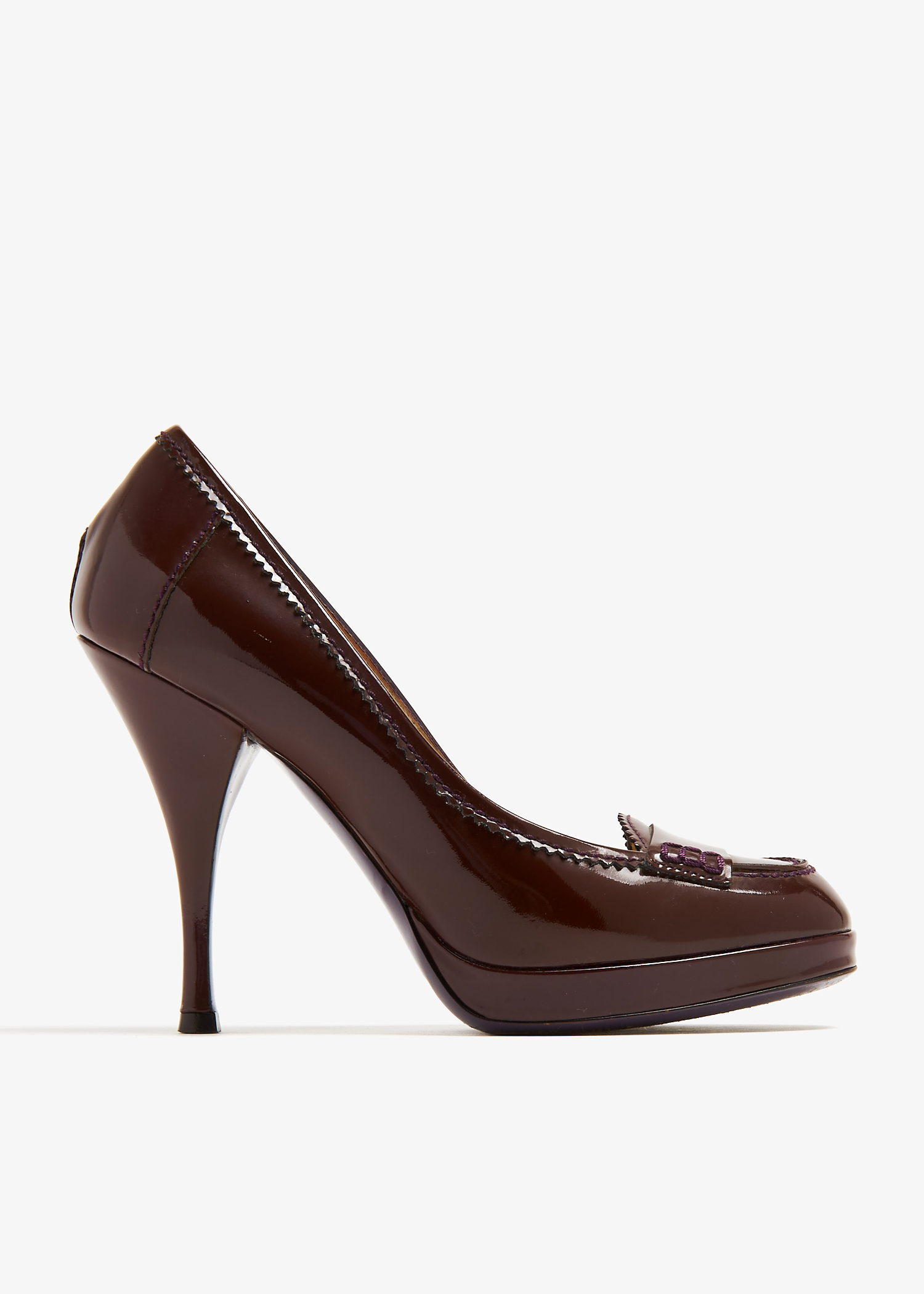 

Penny loafer platform pumps, Burgundy