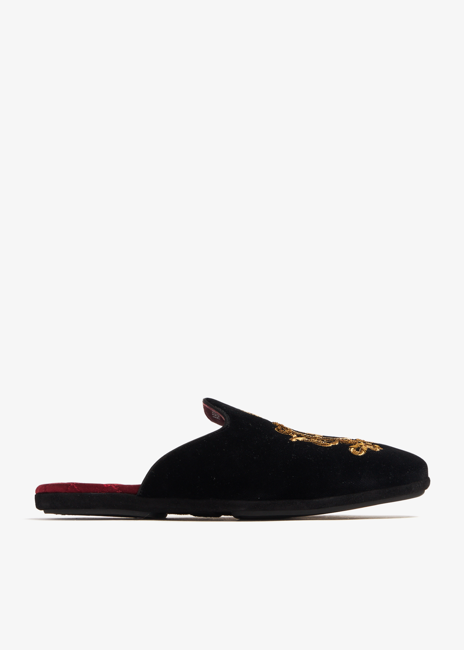 

Coat of Arms embroidered slippers, Black