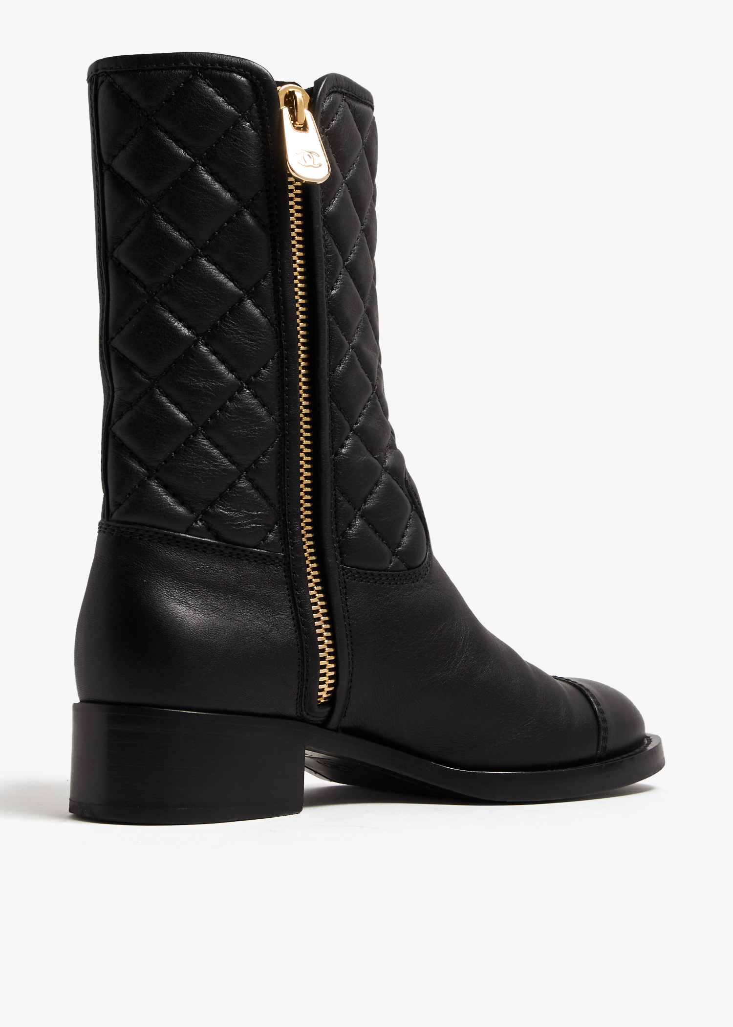 Chanel black leather sales boots