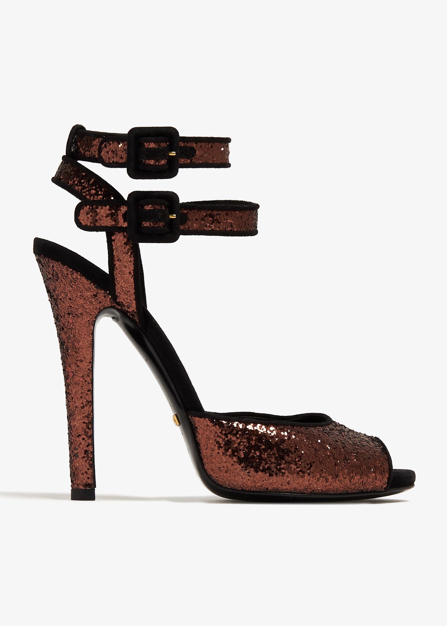 

Glitter peep-toe sandals, Brown