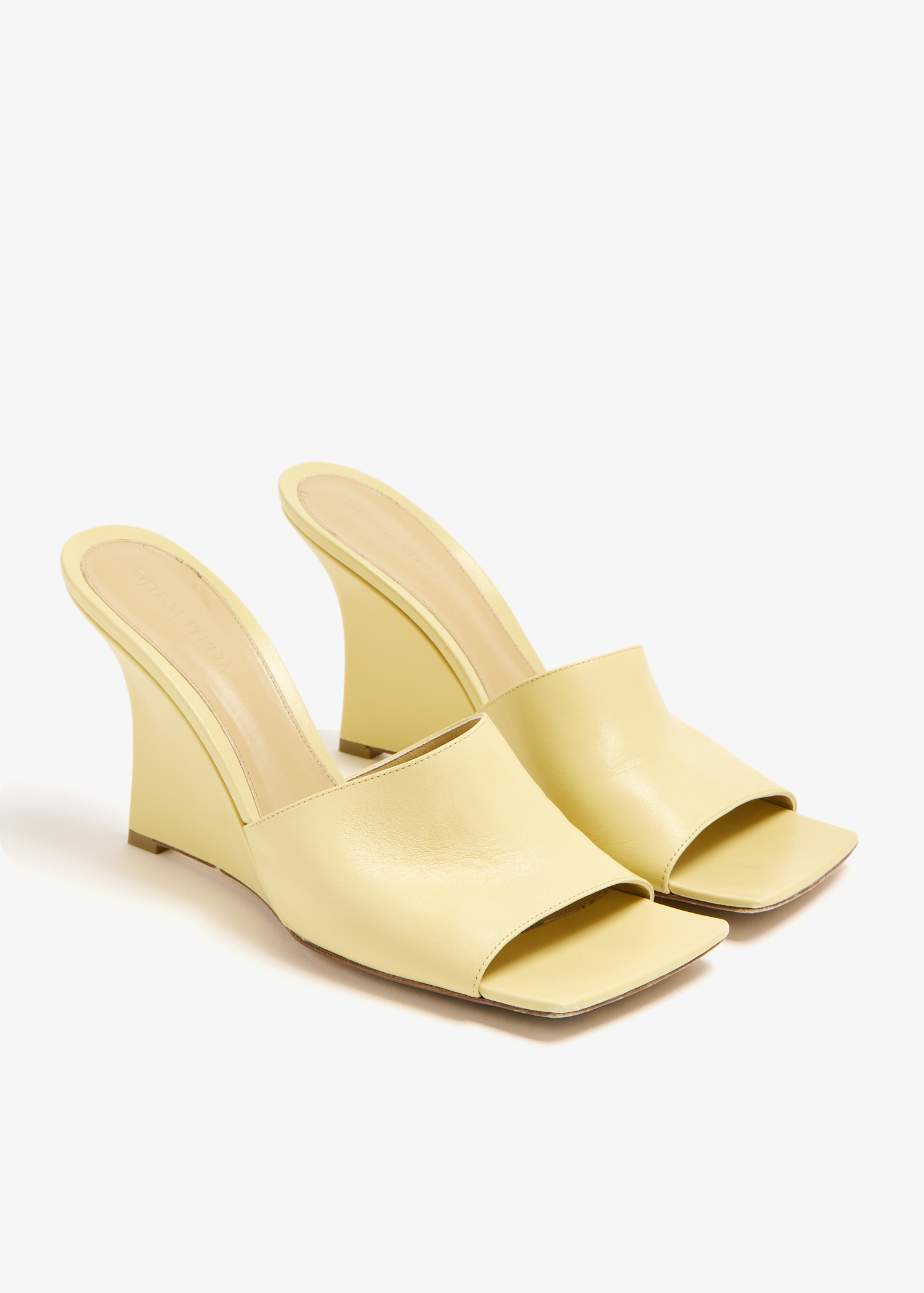 

Stretch wedge mules, Yellow