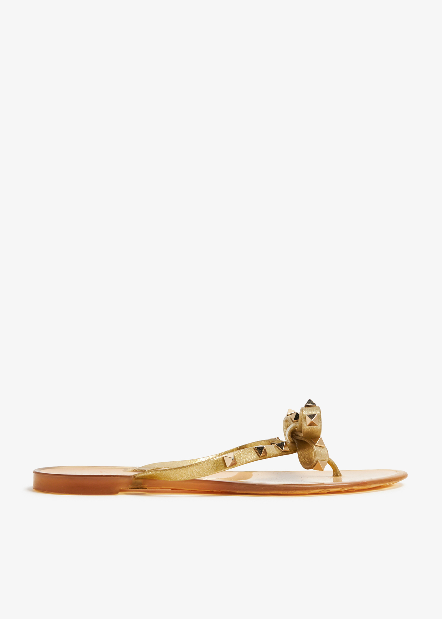 

Rockstud Bow thong sandals, Gold