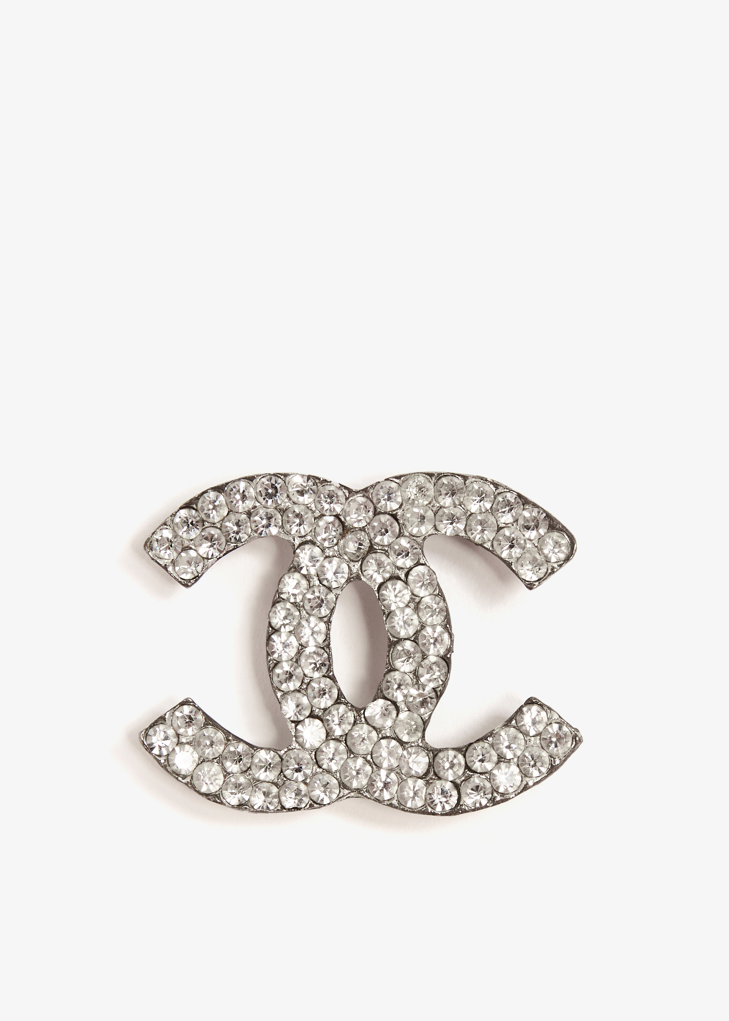 

Crystal-embellished CC brooch, Silver