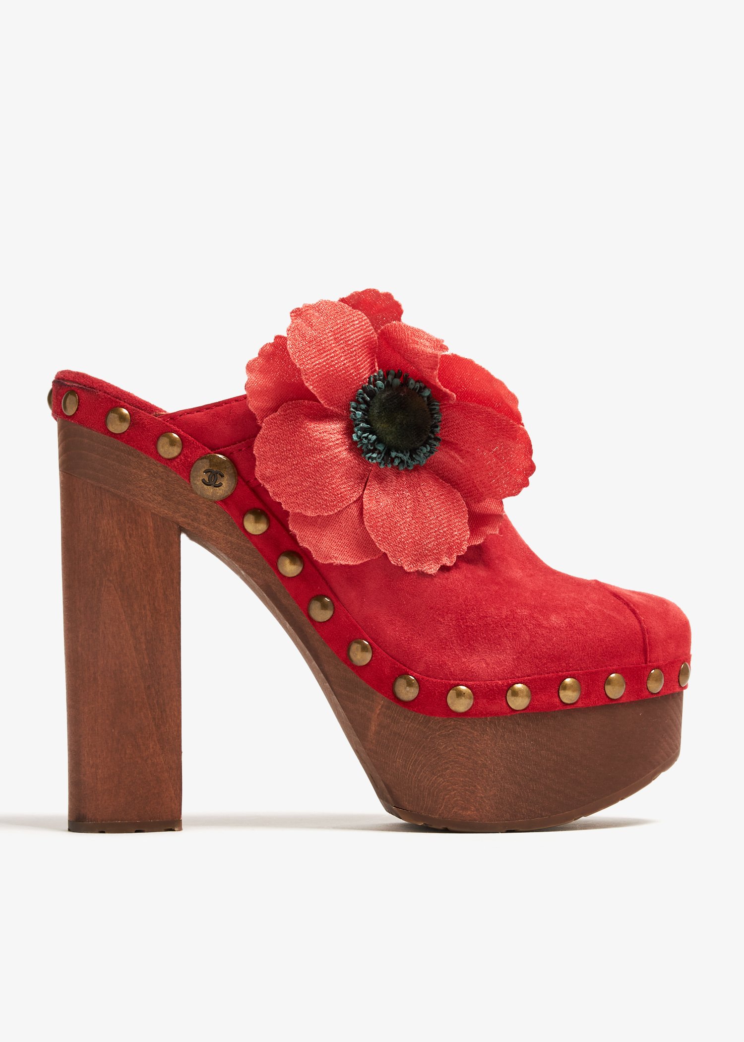 

Camellia studded clogs, Red