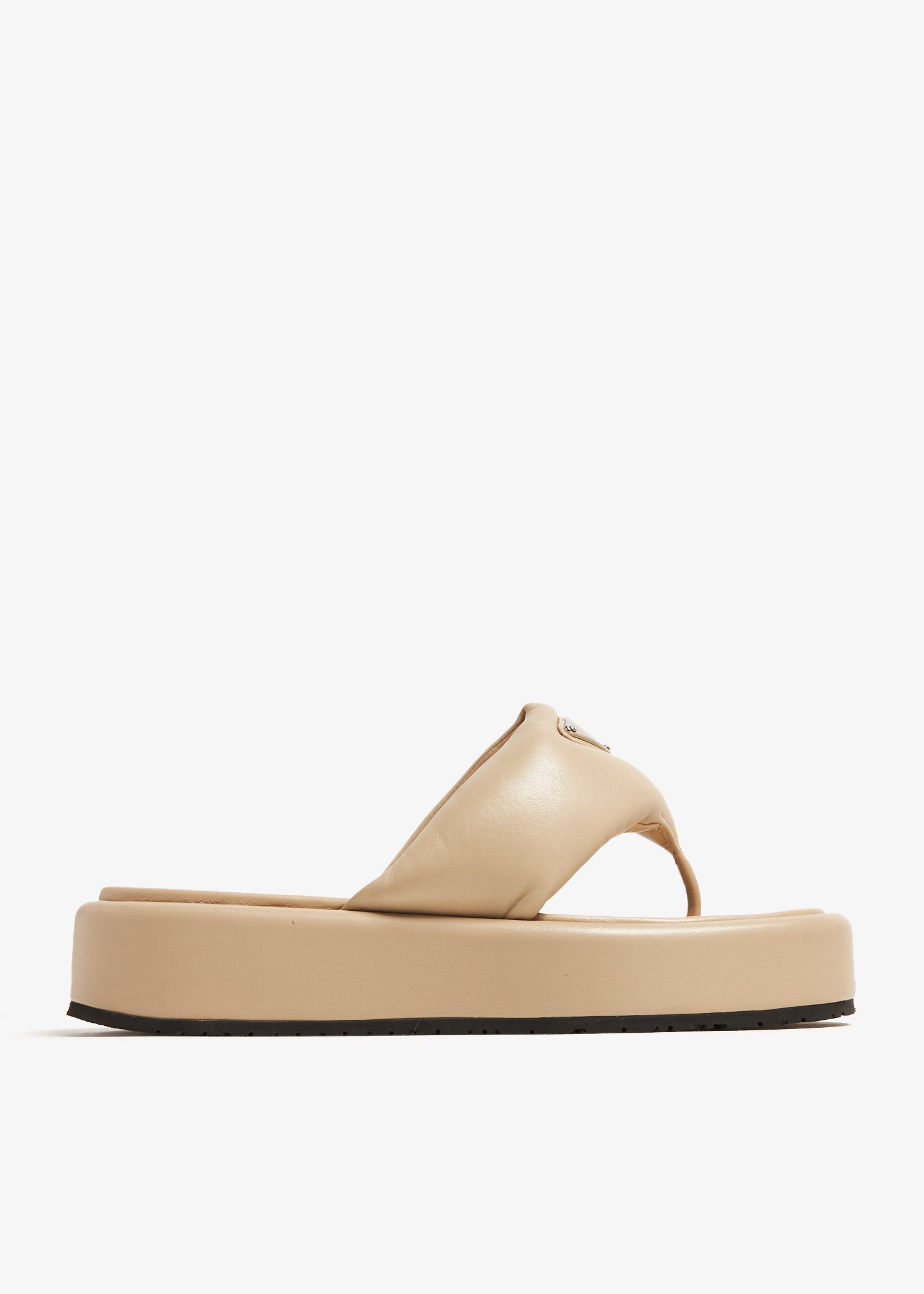 

Triangle logo padded flatform sandals, Beige