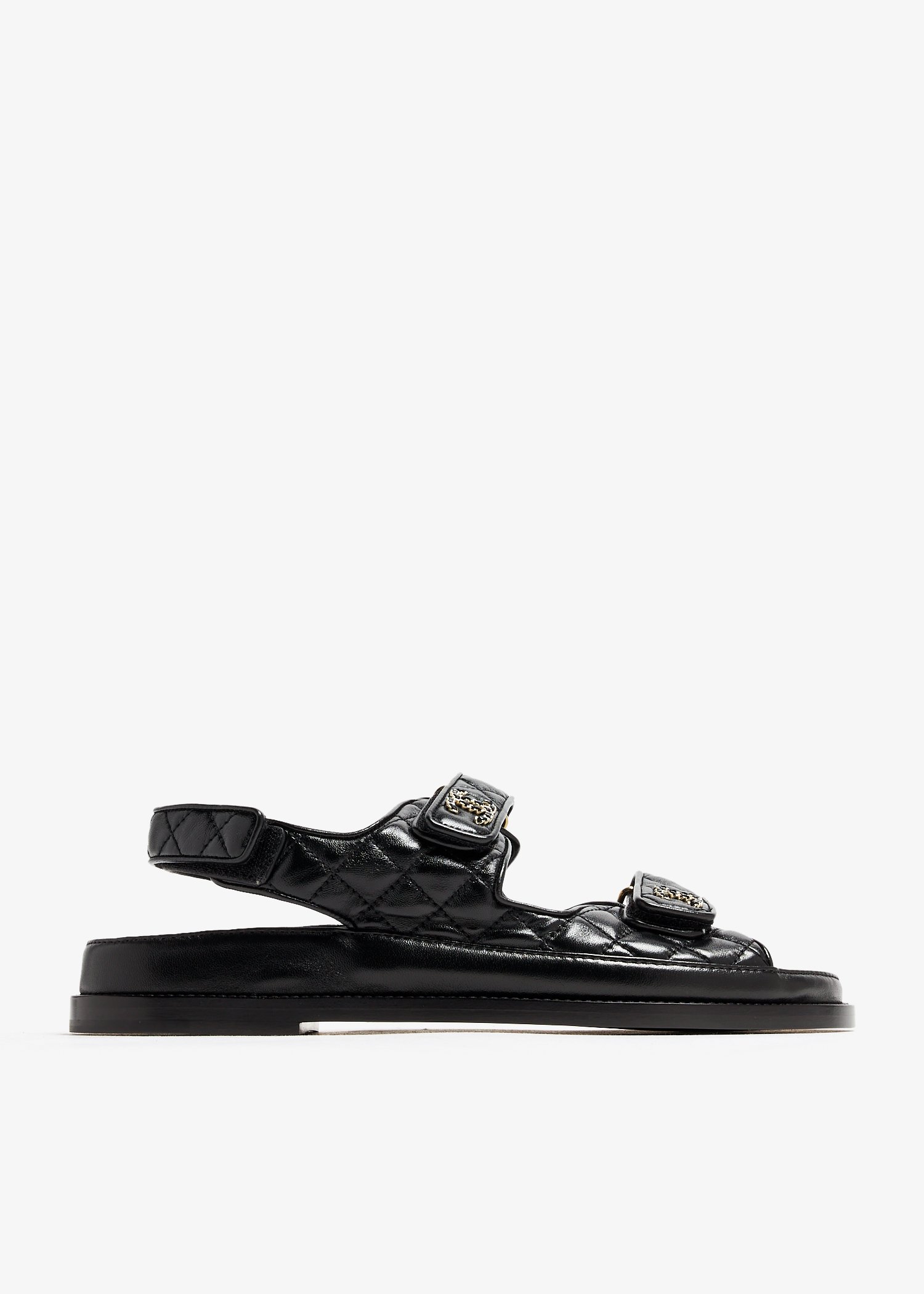 

CC quilted dad sandals, Black