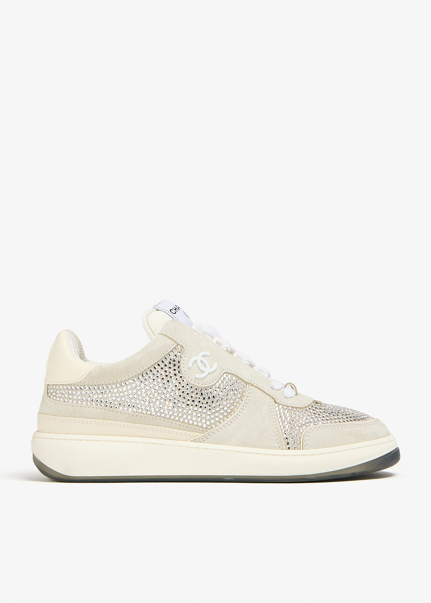 

CC Logo embellished sneakers, Beige