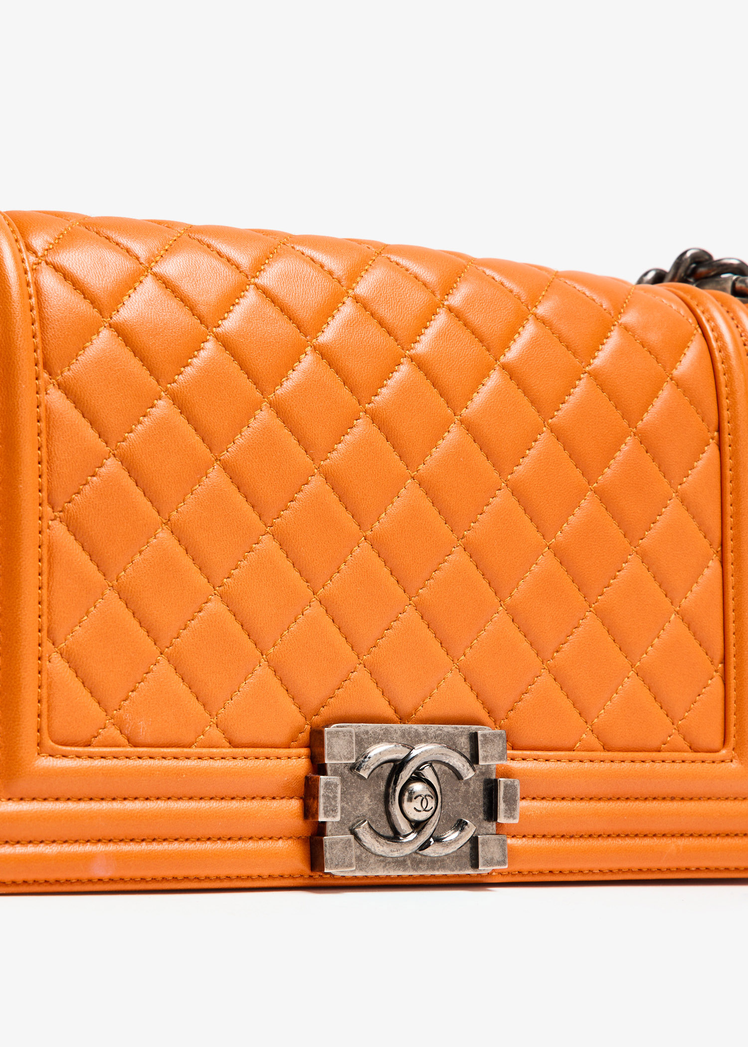 Chanel Pre Loved Boy Old Medium bag for Women Orange in KSA Level Shoes