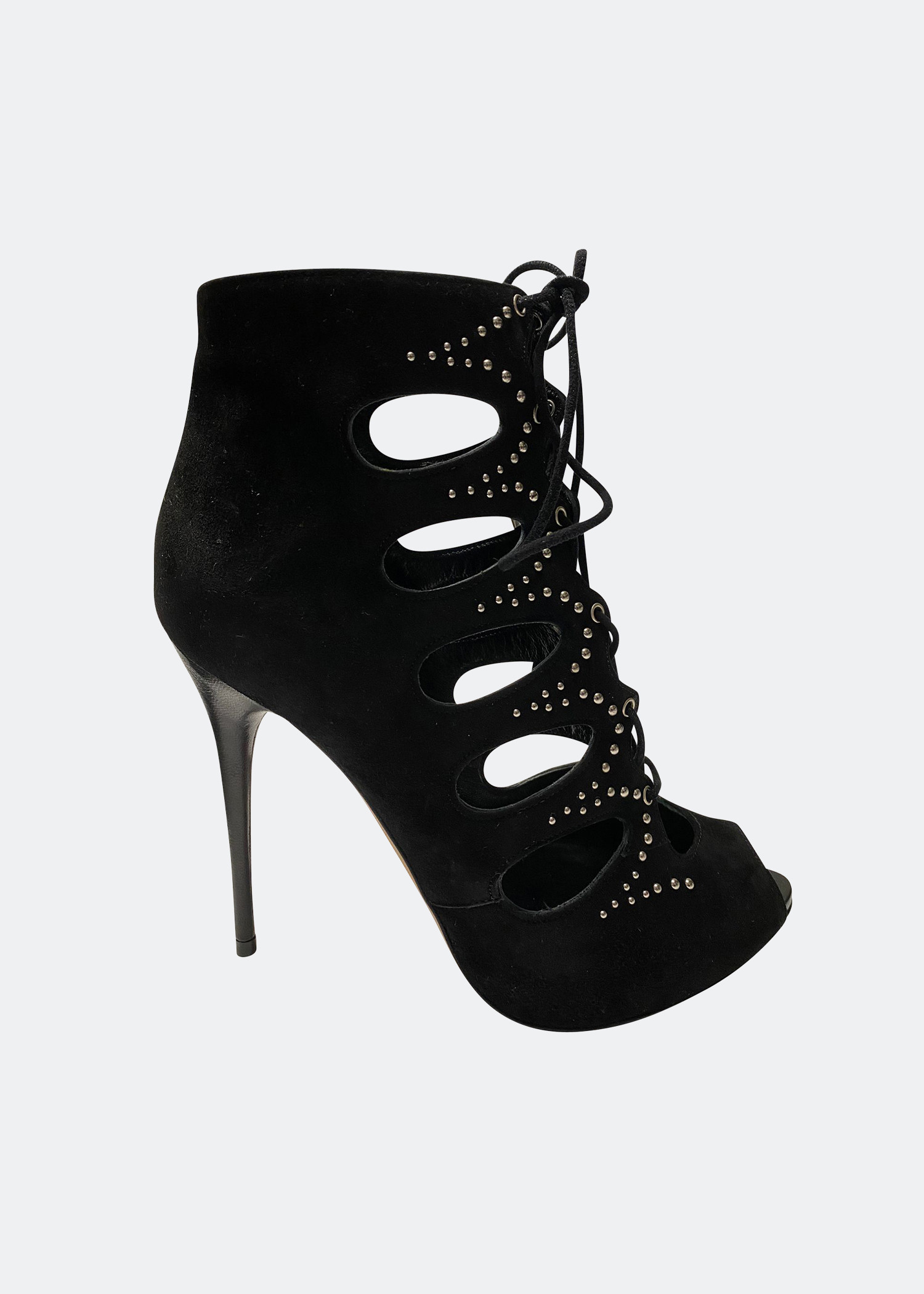 

Cut-out studded lace-up boots, Black