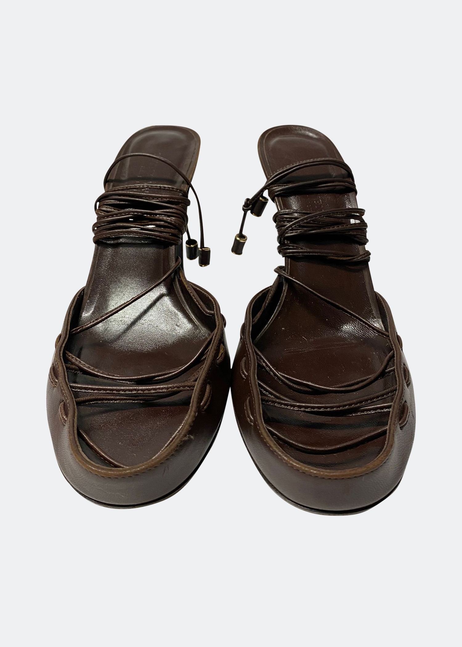 

Lace-up strappy sandals, Brown