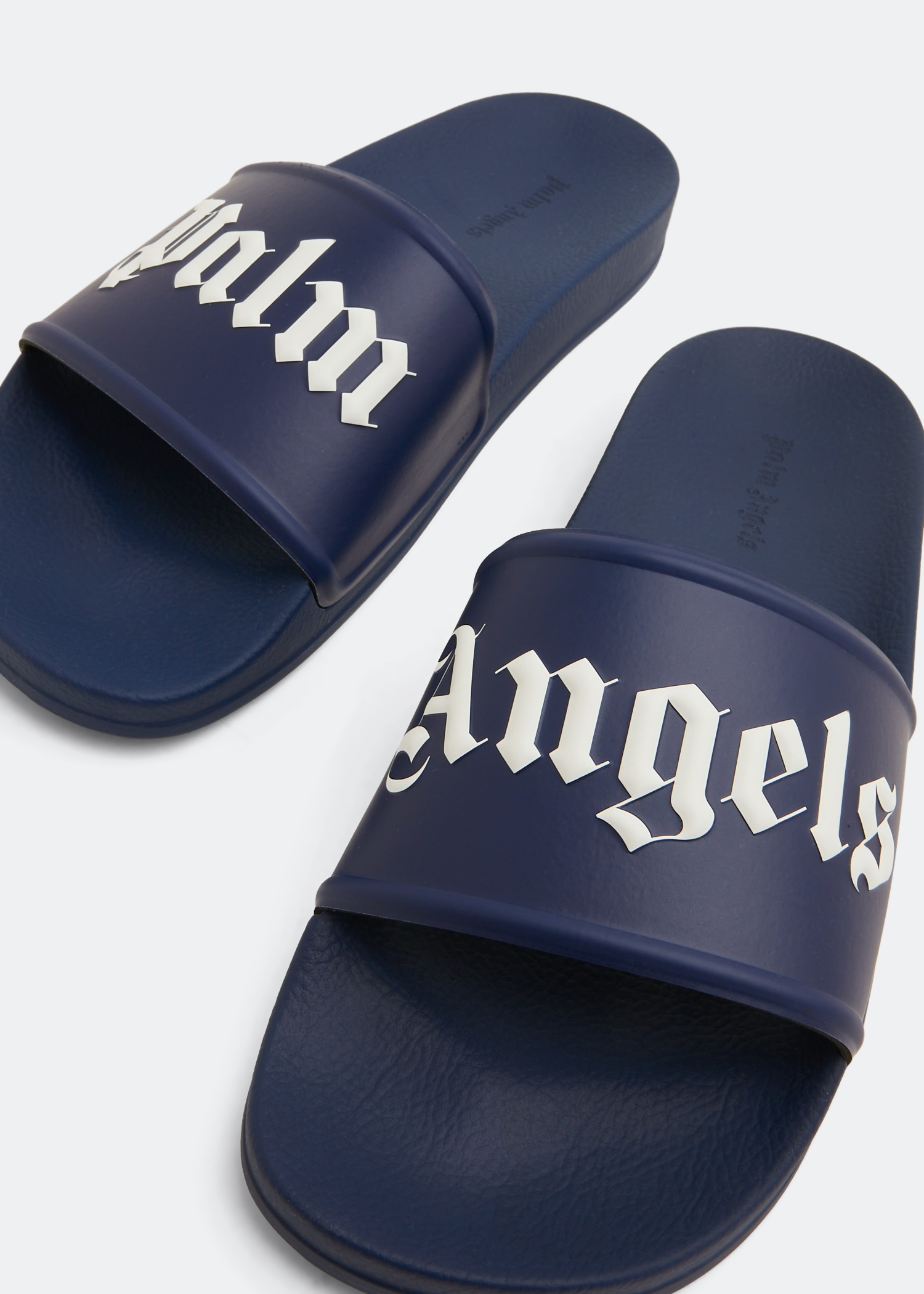 Palm Angels Logo print slides for Men Blue in UAE Level Shoes