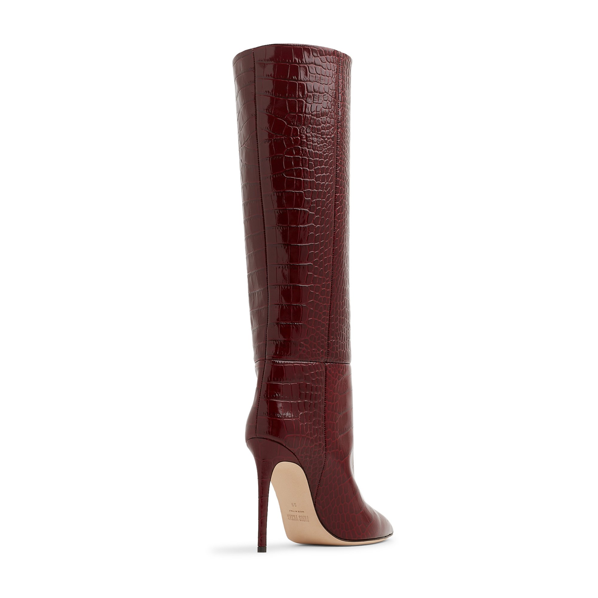 Burgundy croc knee high boots hot sale