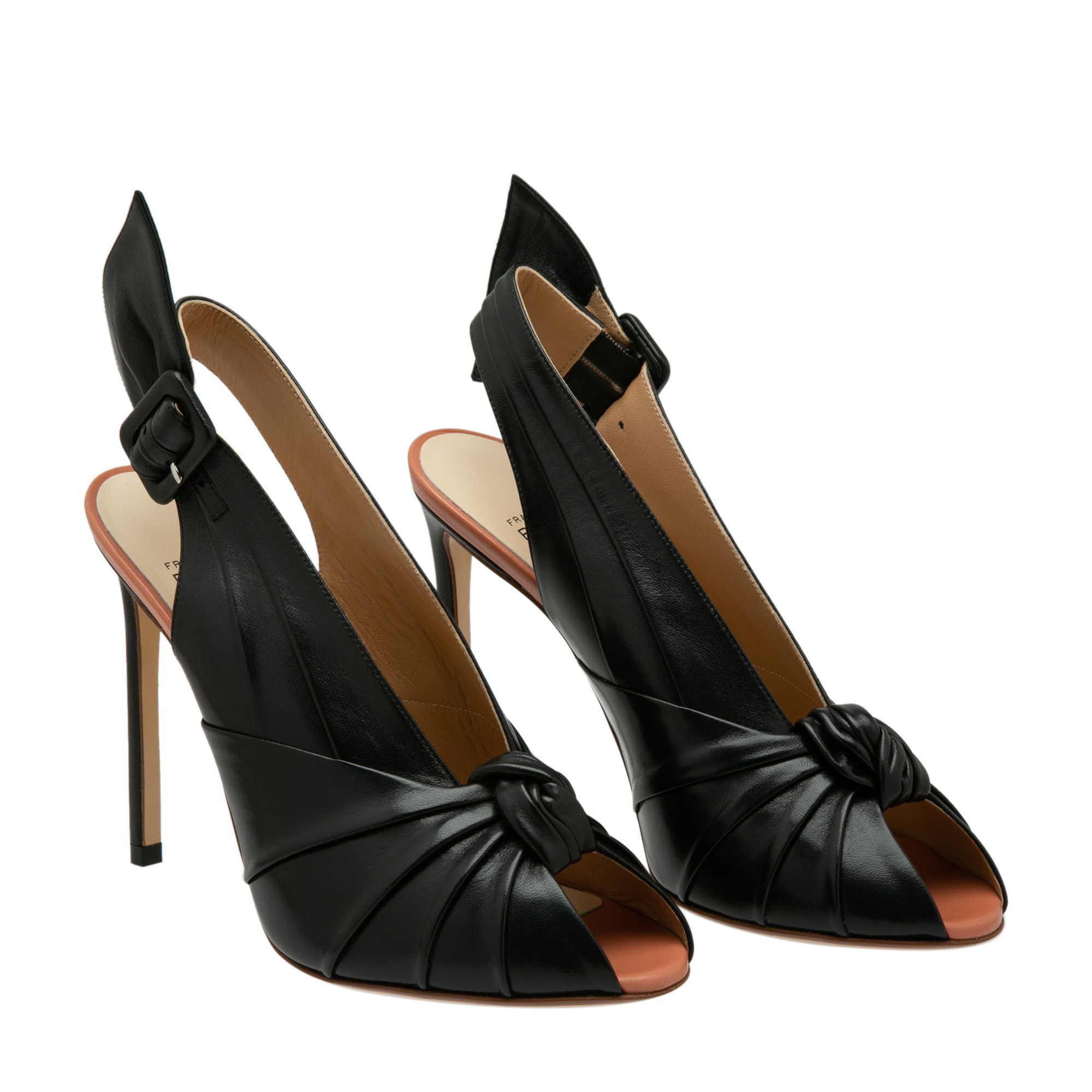 

Leather peep-toe pumps, Black