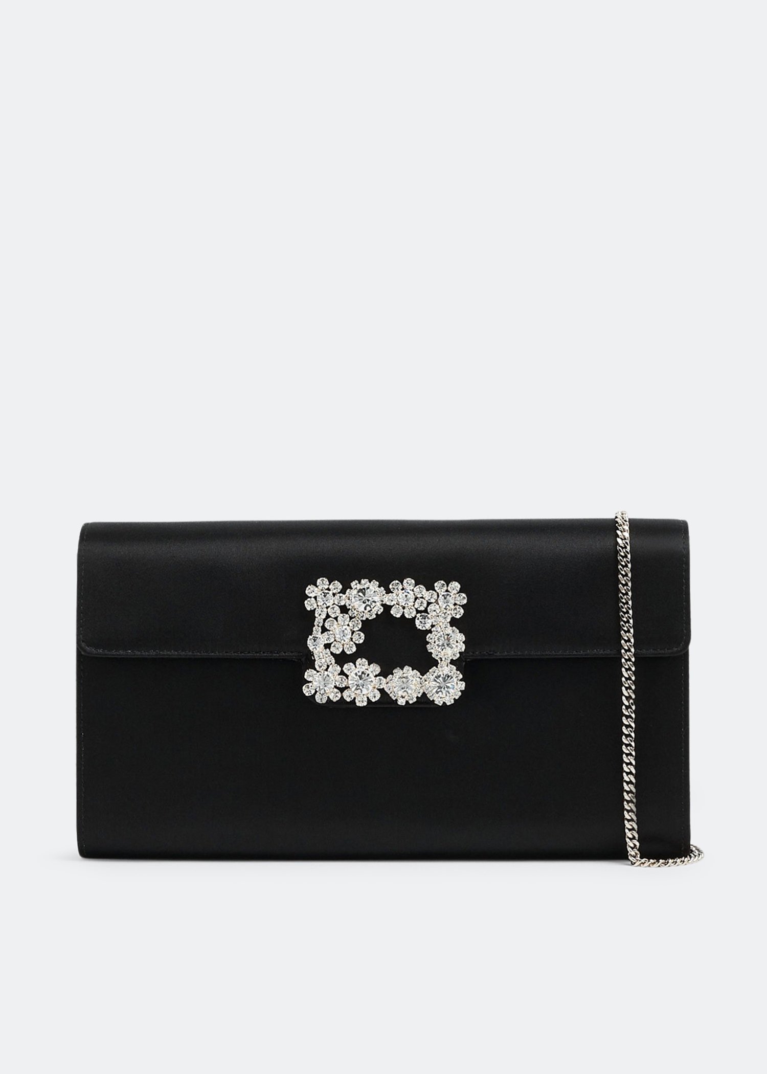 Roger Vivier Flower Strass Buckle clutch for Women - Black in KSA 