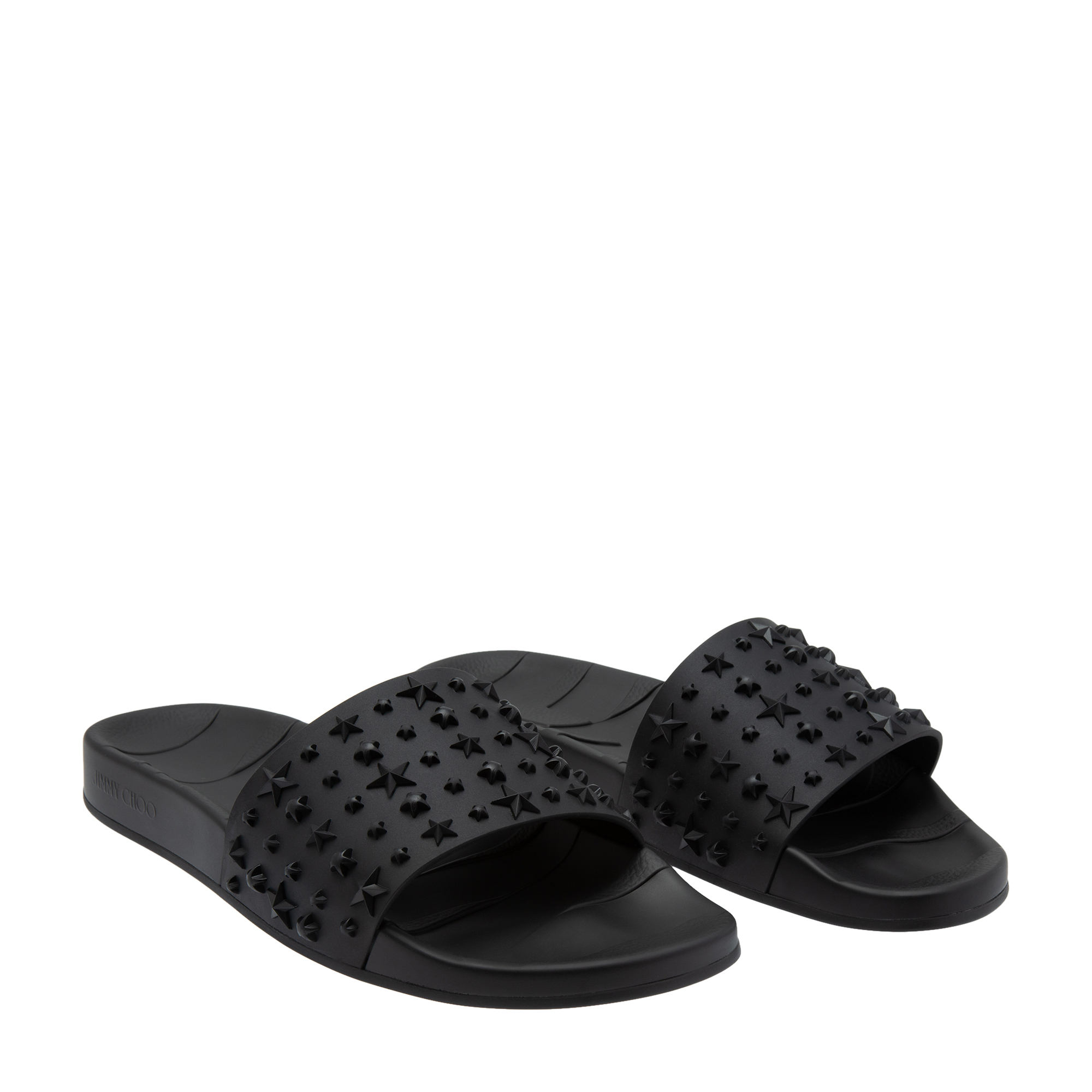 

Embellished rubber slides, Black