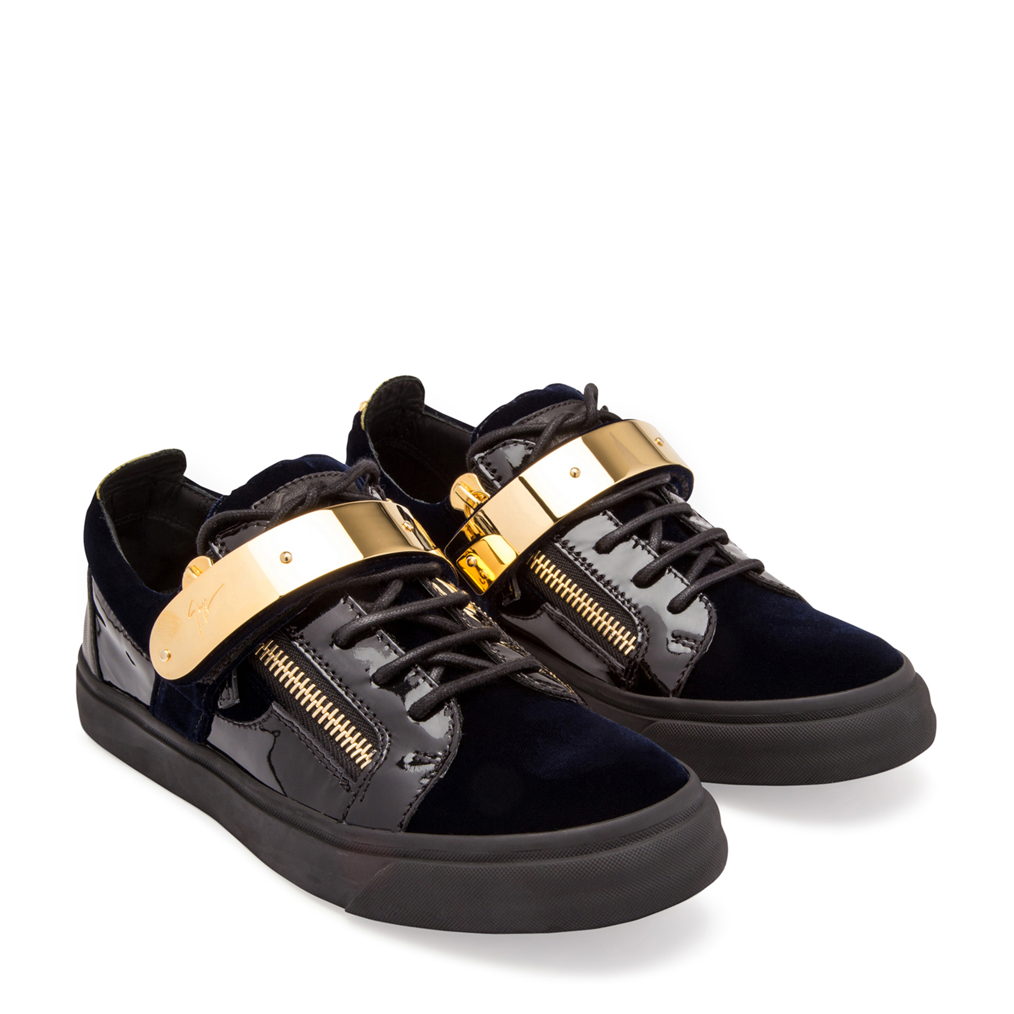 

Velvet and Patent Sneakers, Blue