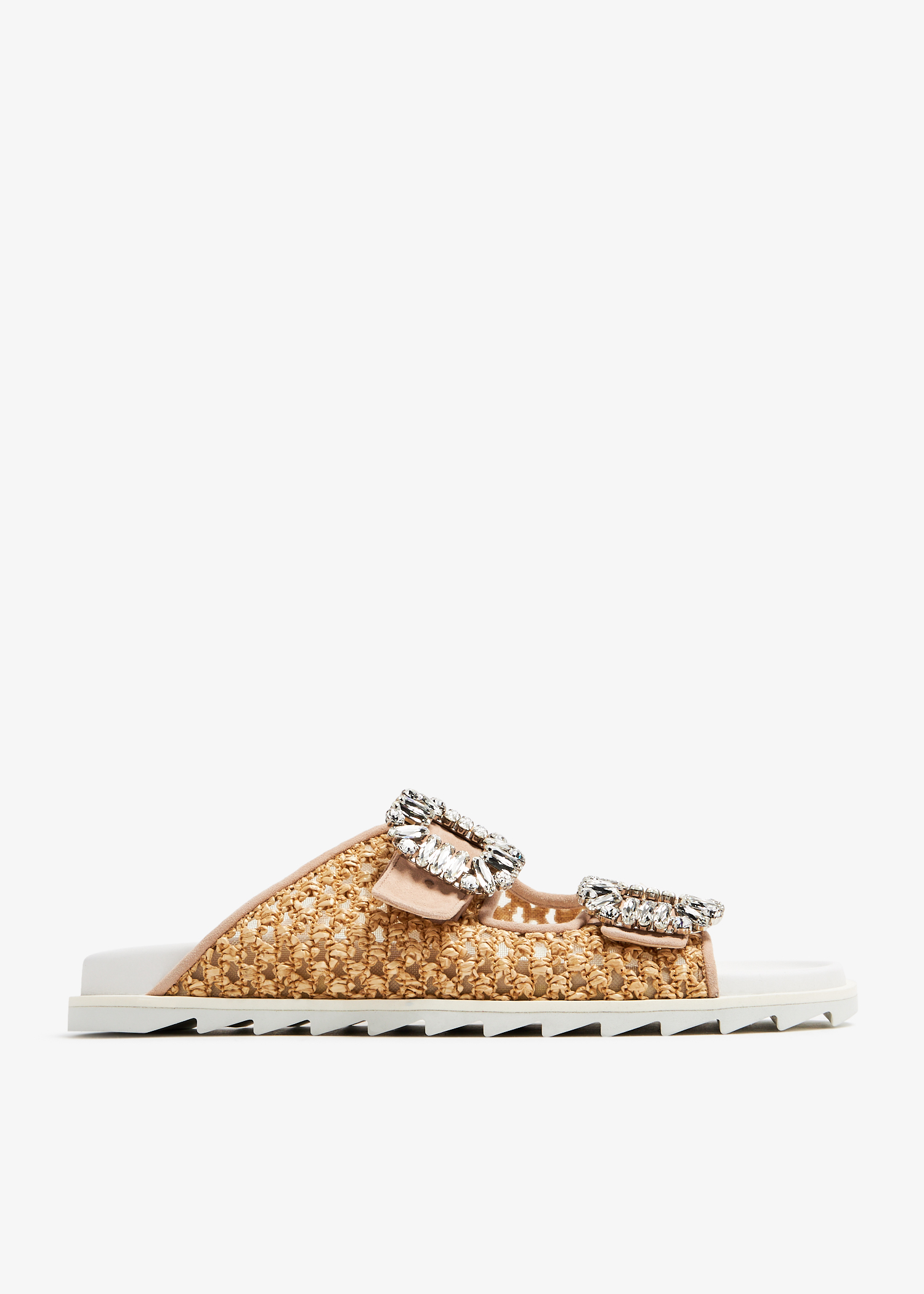 

Slidy Viv' strass buckle sandals, Beige