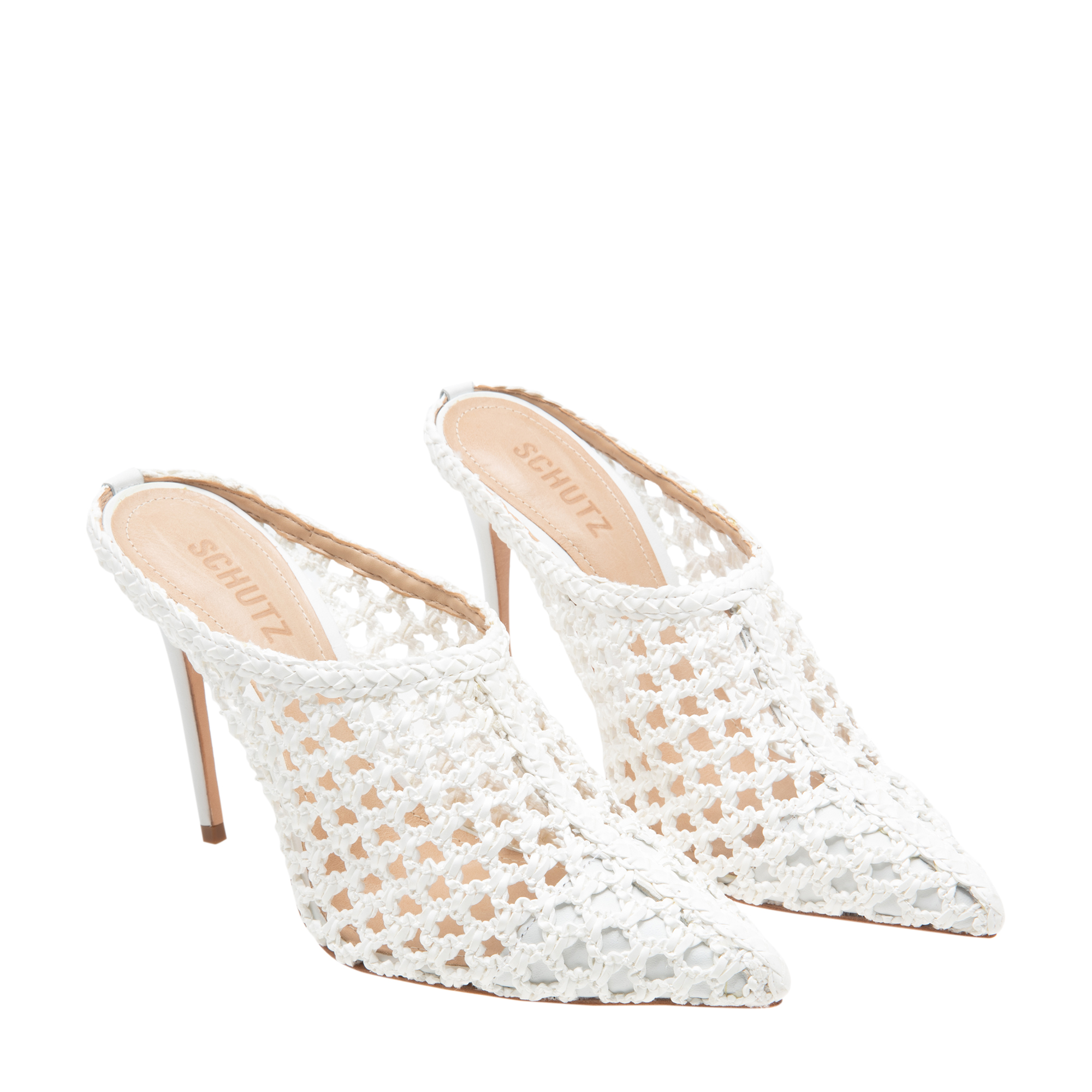 

Point-toe mules, White