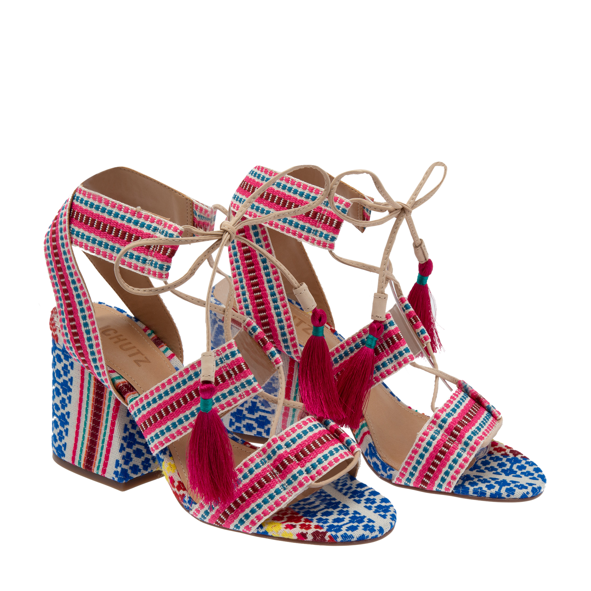 

Tassel-embellished sandals, Multi-coloured